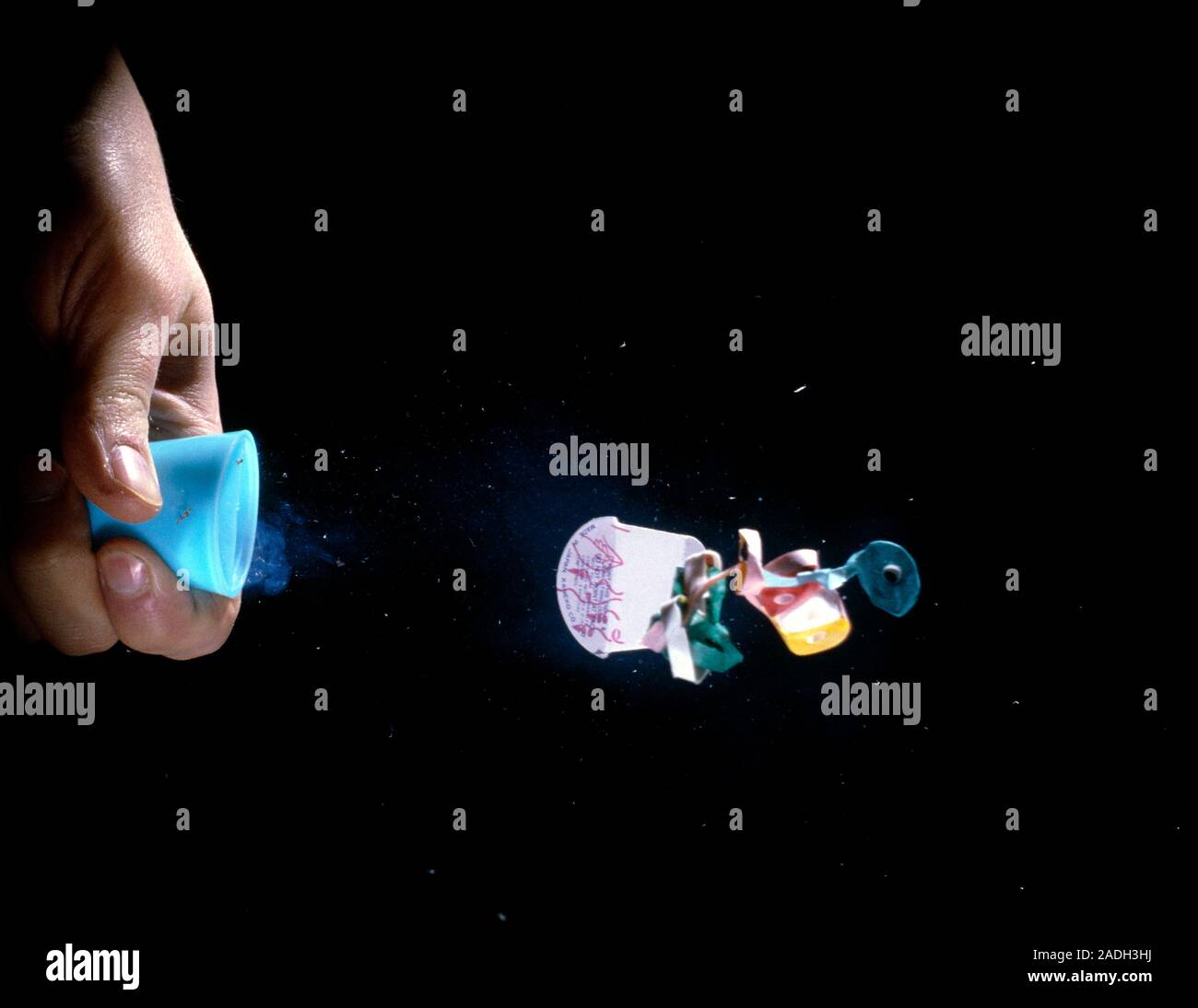 High-speed photograph of an exploding party popper