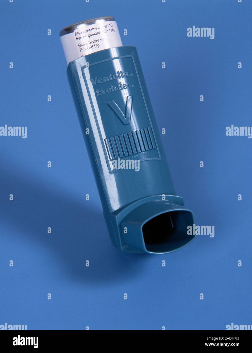 Asthma inhaler. This pump dispenses a bronchodilator drug to relieve