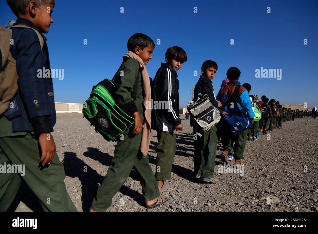 Sanaa Yemen 3rd Dec 2019 Students Go To School In Al Rahabah