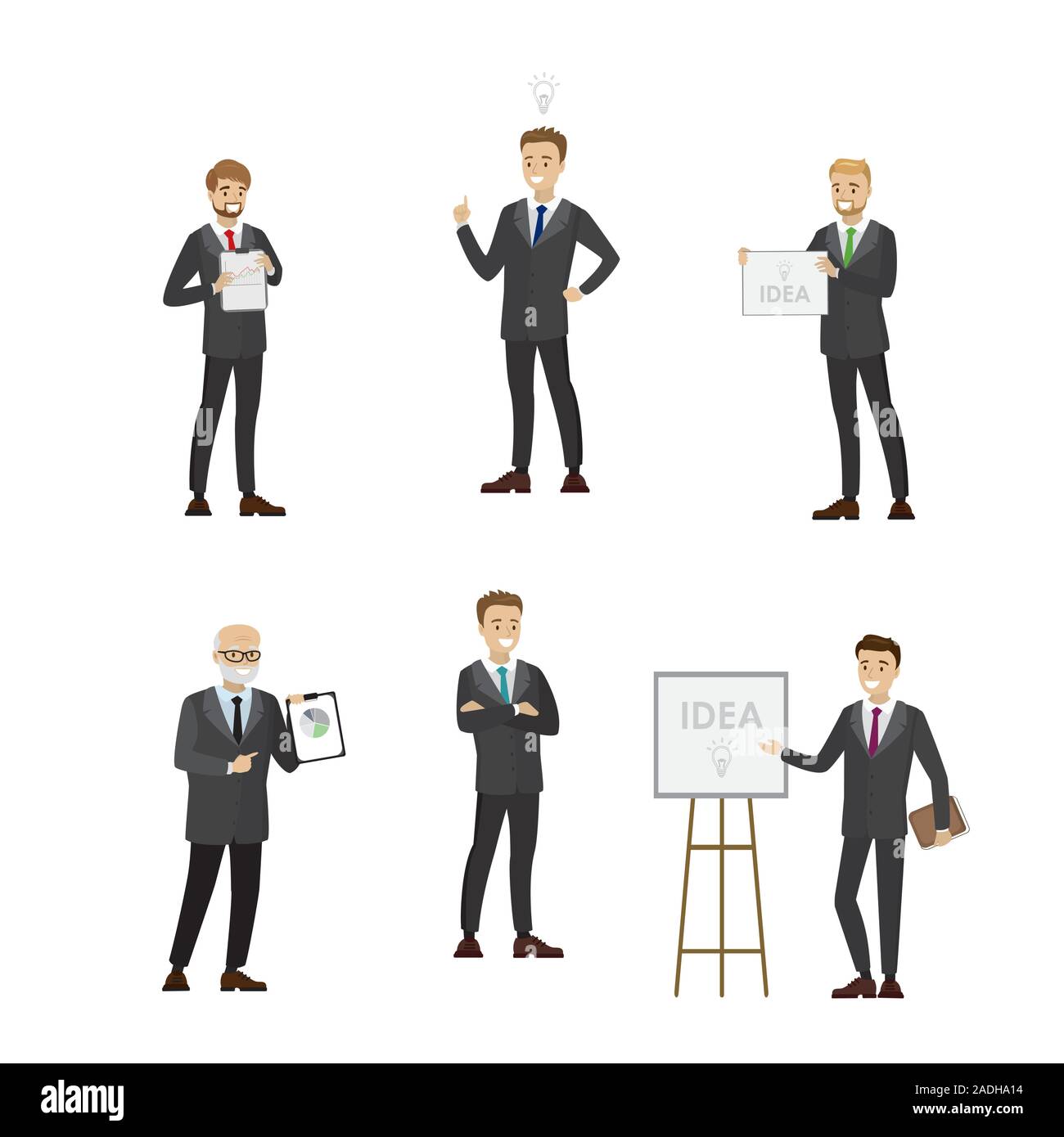 Successful Businessmen in different poses, isolated on white background ...