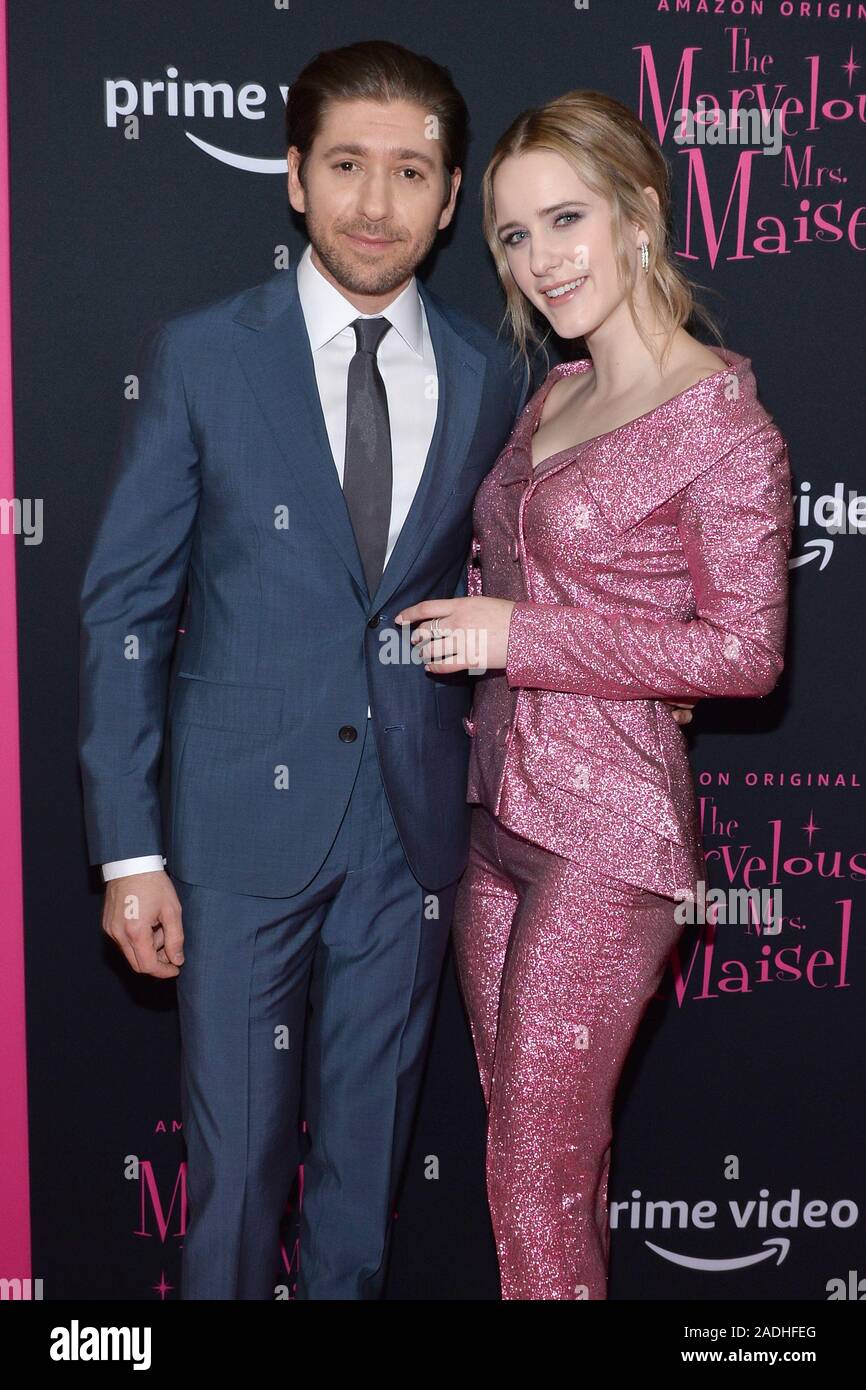 New York, USA. 03rd Dec, 2019. (L-R) Actors Michael Zegen and Rachel Brosnahan attend the NY Premiere for “The Marvelous Mrs. Maisel” at the Museum of Modern Art (MoMA) in New York, NY, December 3, 2019. (Photo by Anthony Behar/Sipa USA) Credit: Sipa USA/Alamy Live News Stock Photo