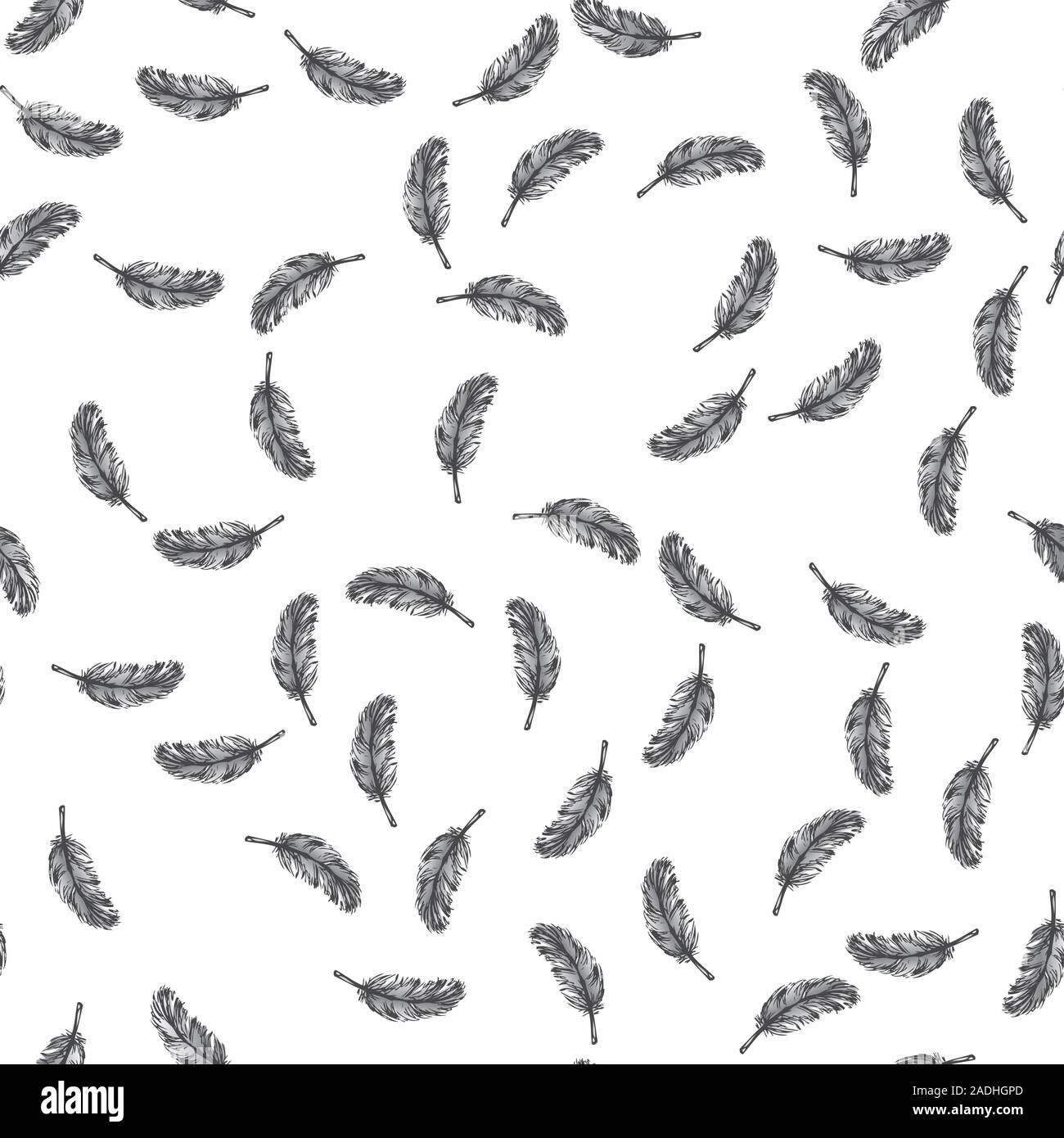 feathers seamless pattern, hand drawn vector illustration Stock Vector