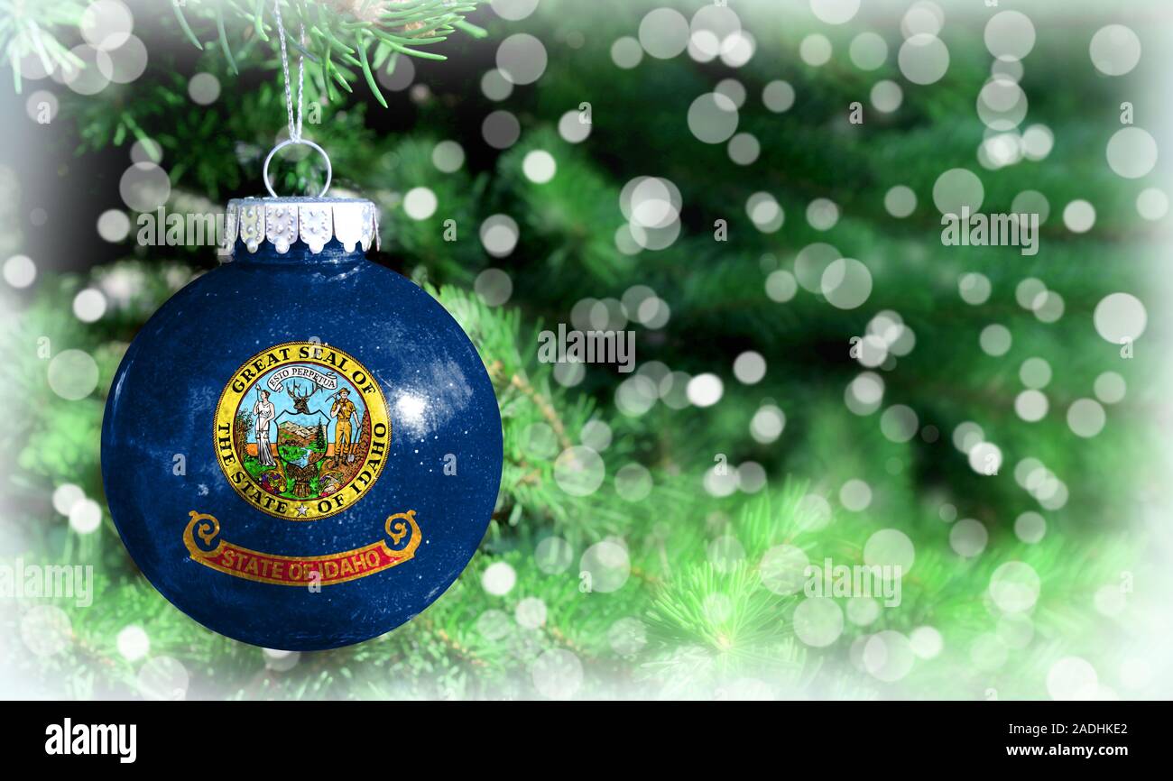 Christmas and New Year background with a flag State of Idaho Stock Photo