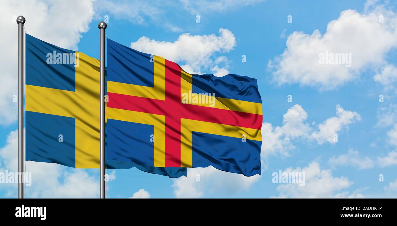 Sweden And Aland Islands Flag Waving In The Wind Against White Cloudy Blue Sky Together Diplomacy Concept International Relations Stock Photo Alamy