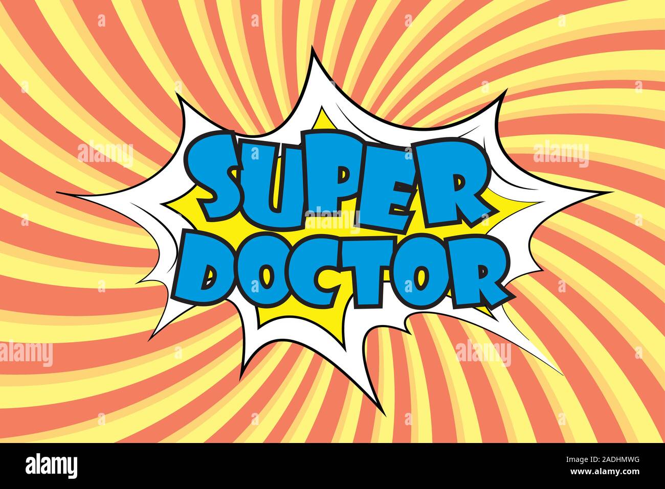 Super doctor text in pop art comic style.Stock vector illustration Stock Vector