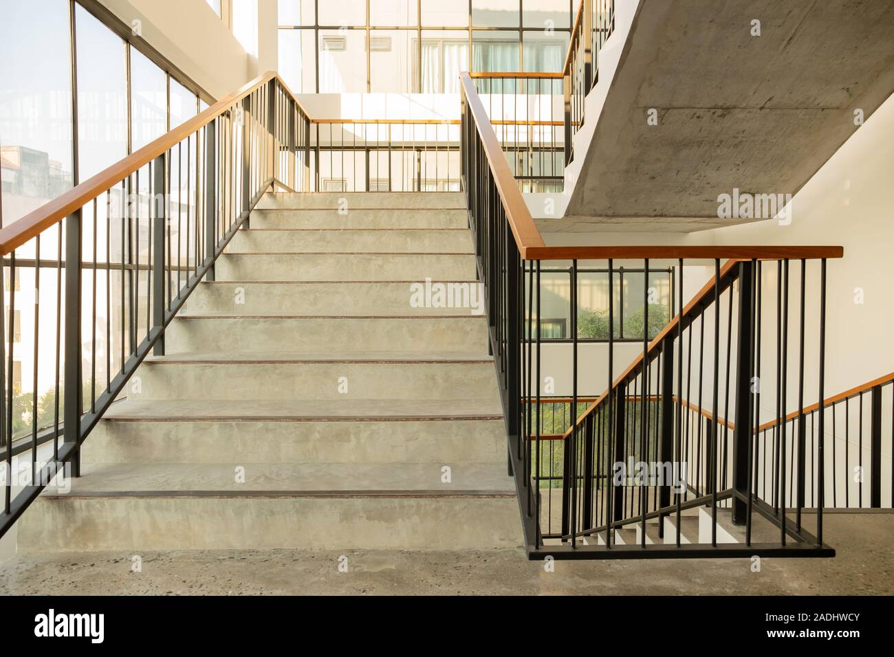 Modern building interior emergency exit staircase in hotel Stock Photo ...