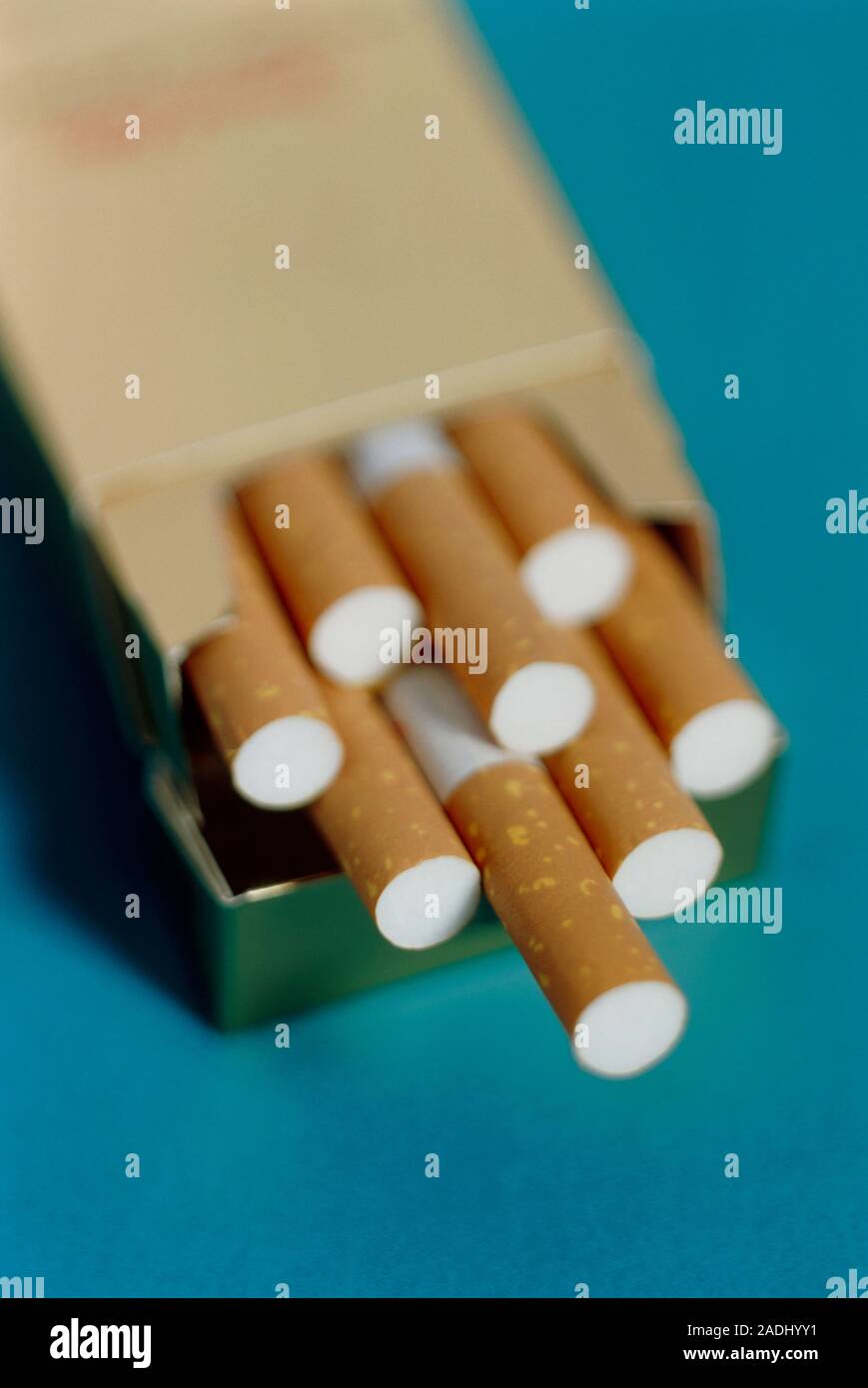 Cigarettes. Packet of cigarettes with several protruding. Cigarette