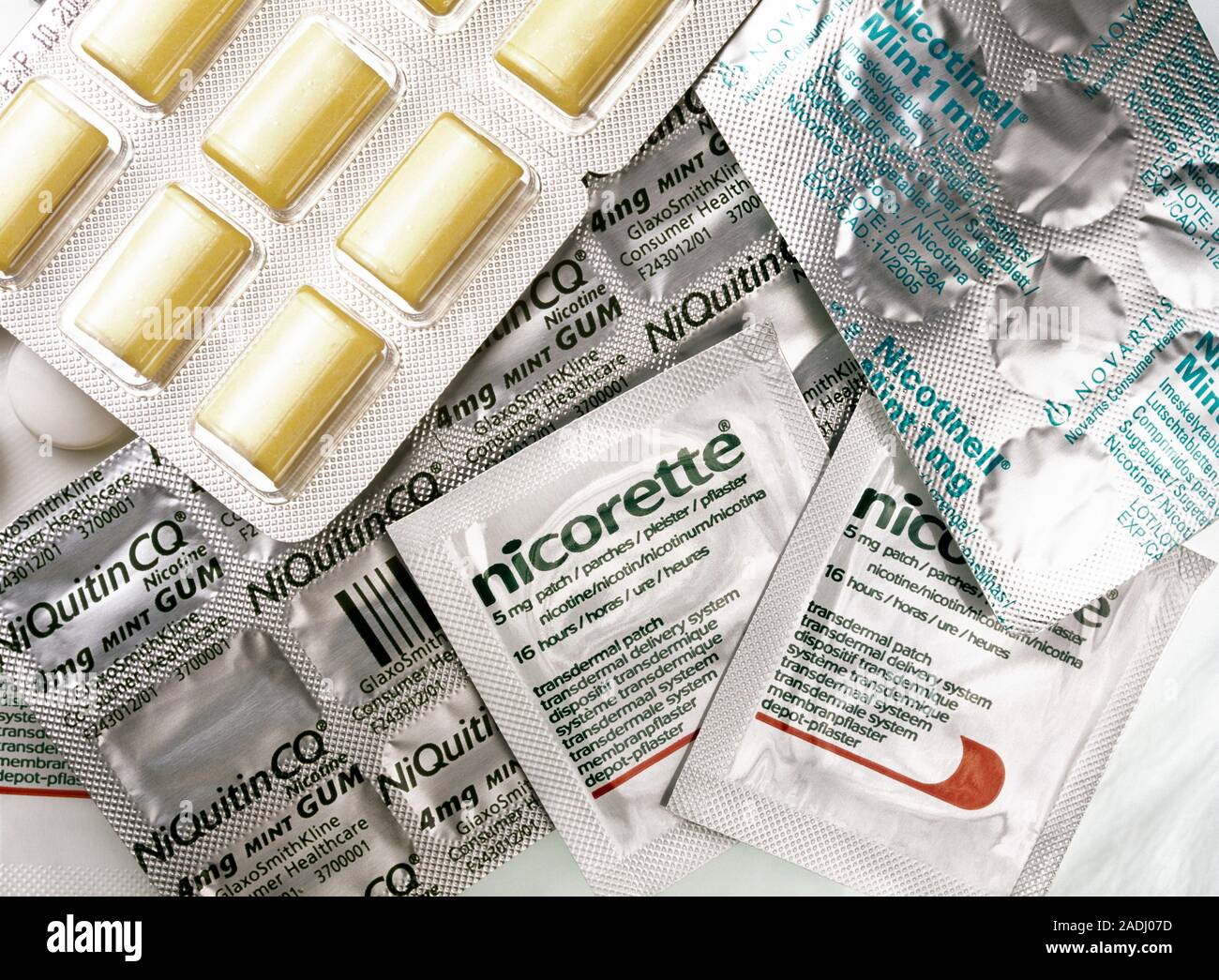 Nicotine gum, patches and lozenges Stock Photo Alamy