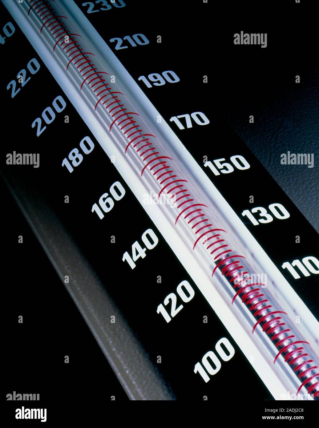 Blood pressure measurement. Mercury pressure gauge used in an