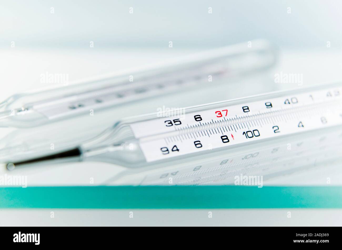 Thermometers used to measure a person's core body temperature Stock