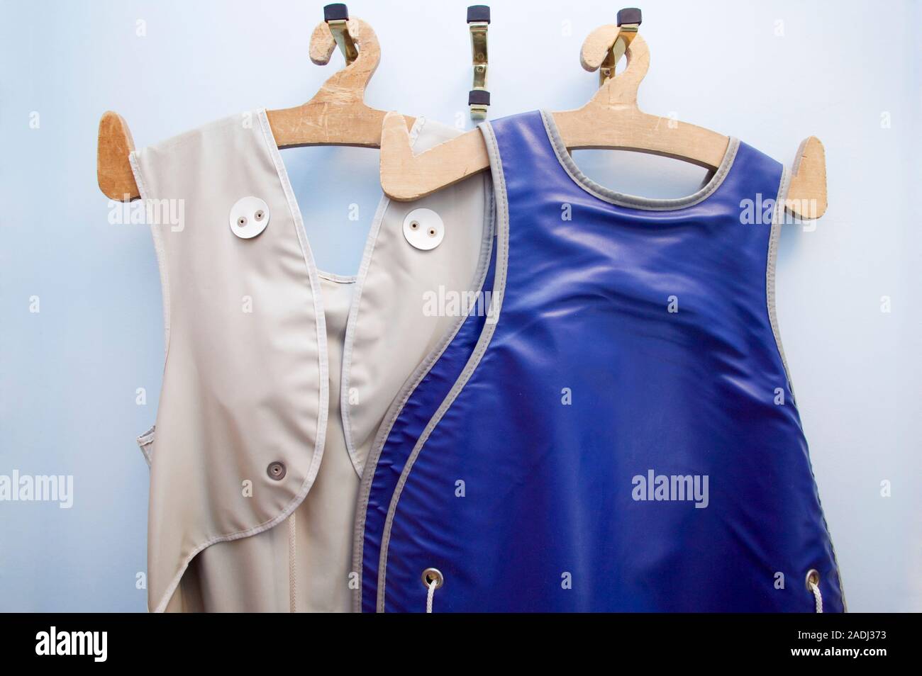 Lead aprons for use by radiologists and patients in a hospital Xray