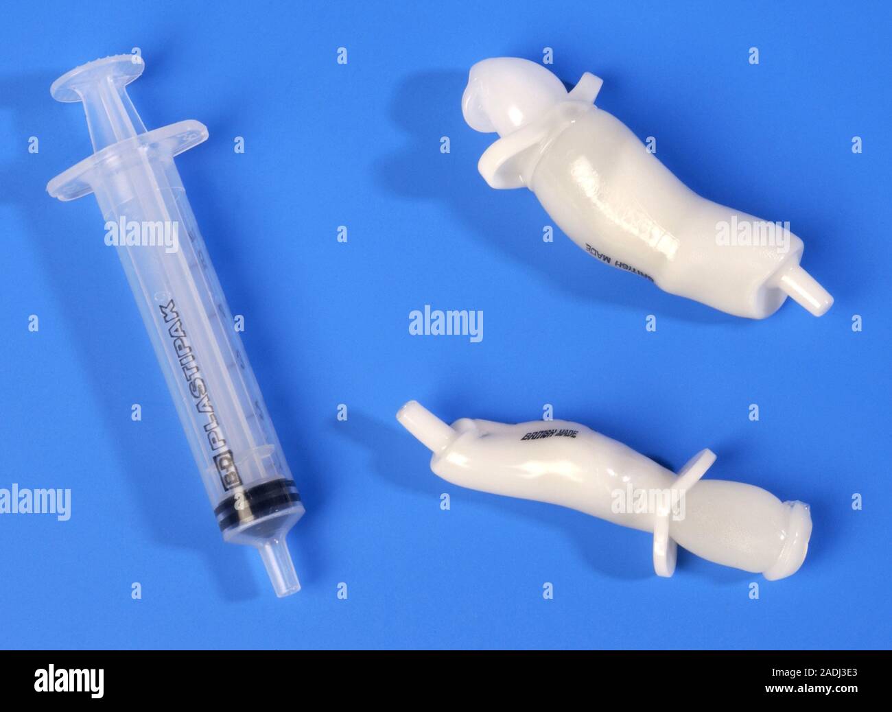 Syringes before (left) and after (right) they have been put in an