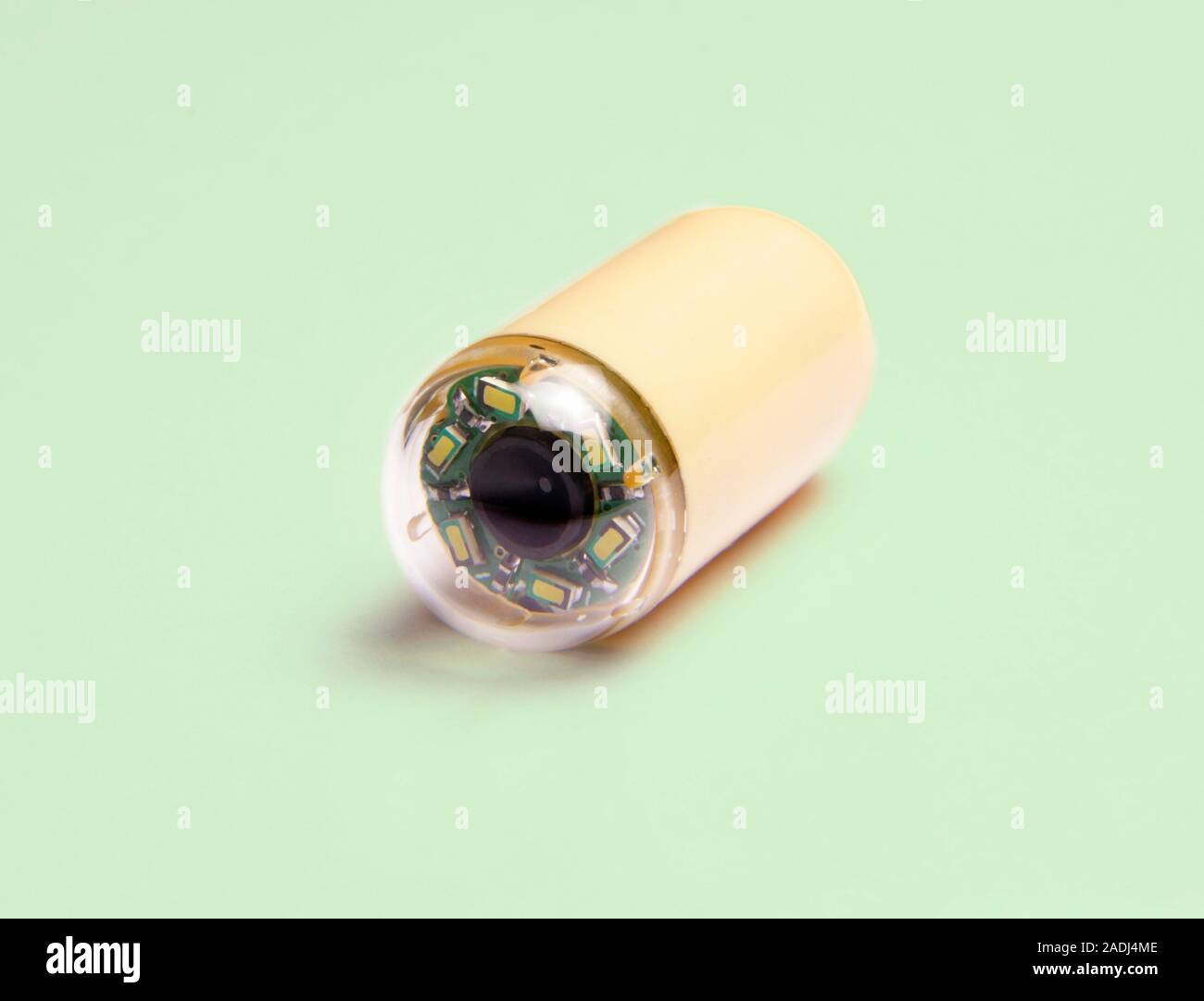 Pill camera. This device is swallowed by a patient to obtain video ...