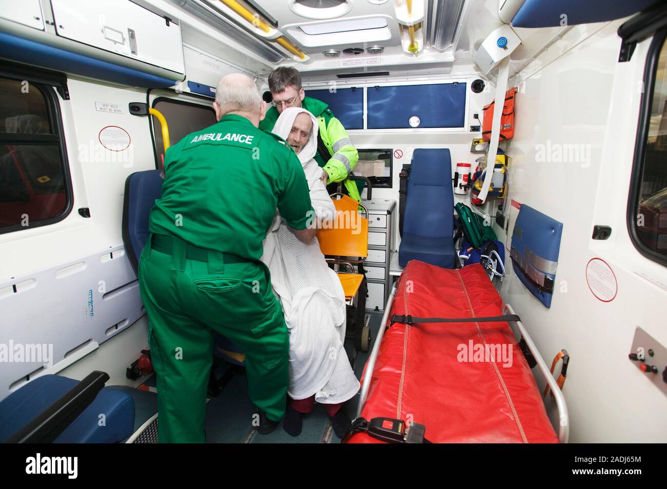 MODEL RELEASED. Ambulance transportation. Paramedic and ambulance