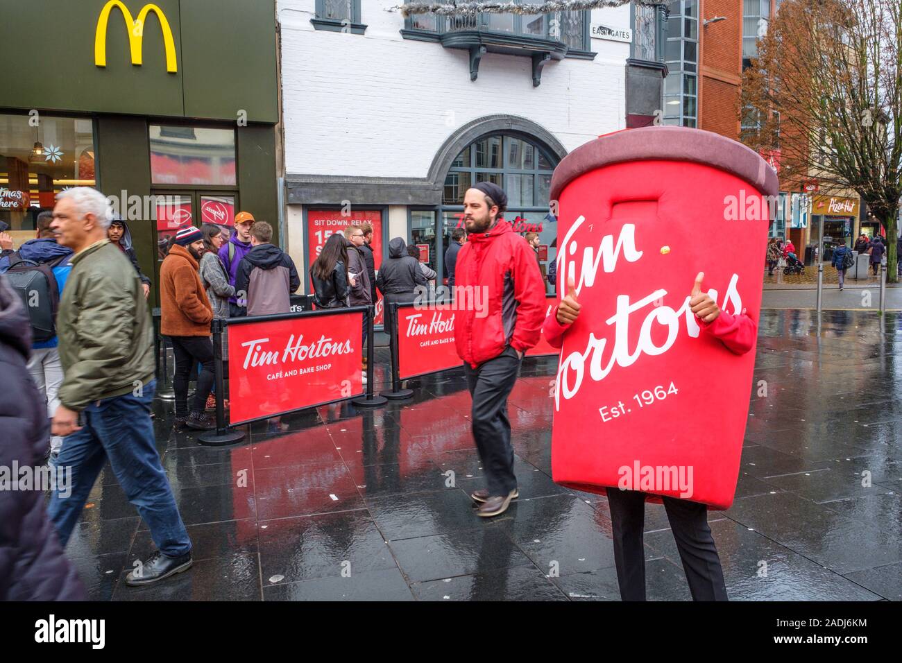 The opening of the new Tim Horton shop in Leicester. Stock Photo