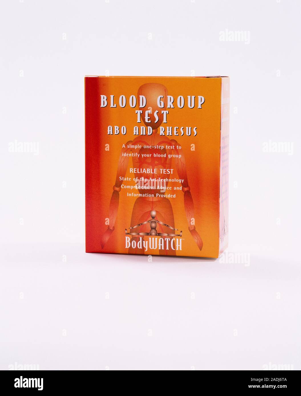 Blood group test. Packet containing a blood group test to enable people