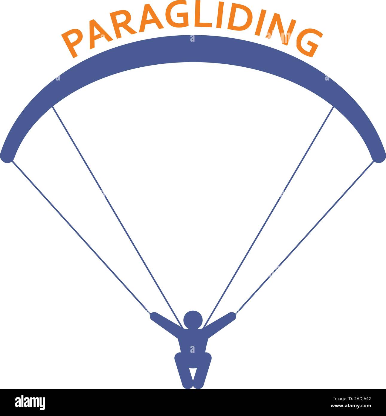 Paragliding icon - parachutist front view, man skydiver emblem Stock Vector
