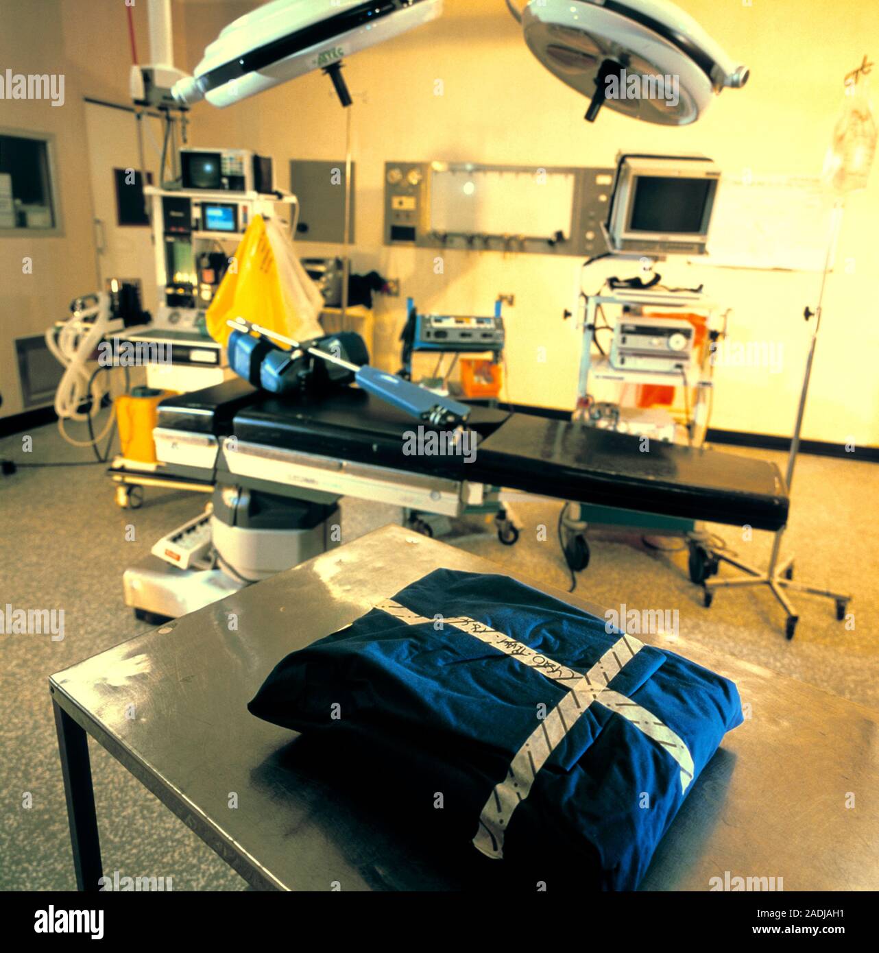 Operating theatre with equipment used for endoscopy. Endoscopy is the visual inspection of the