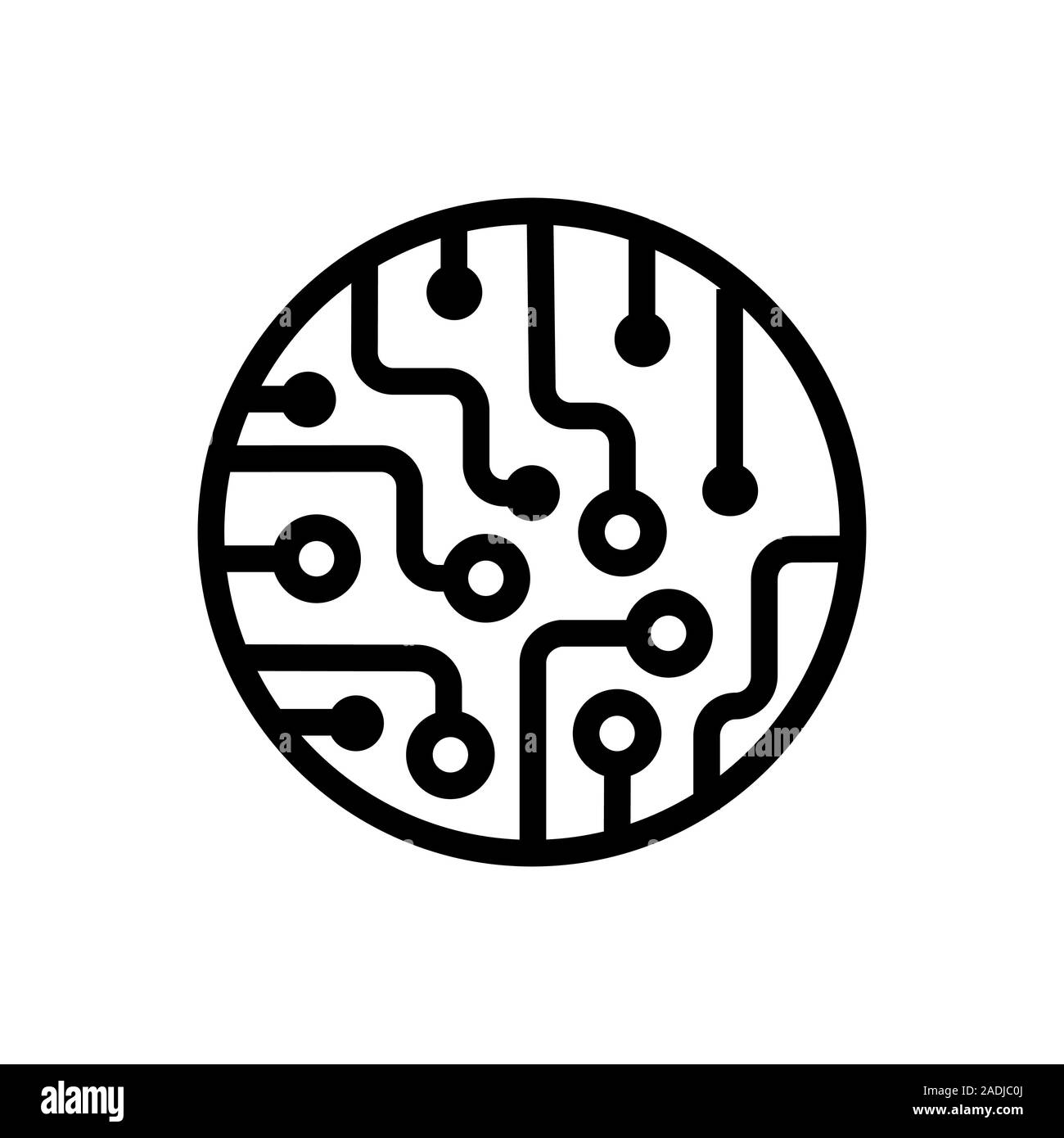 Circuit board icon in flat style Black chip symbol Stock Vector