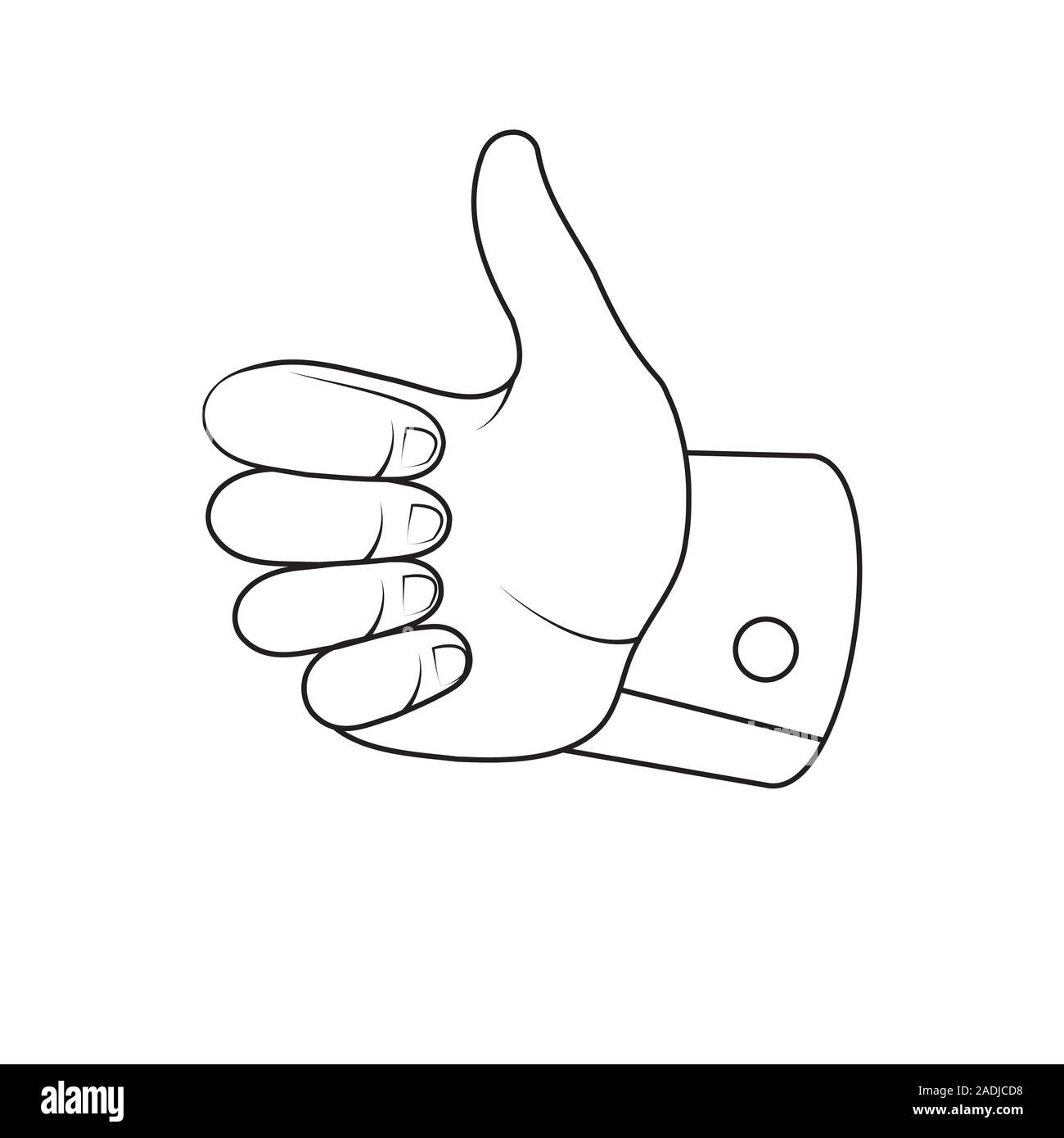 Thumbs up line icon isolated on a white background Vector image Stock Vector