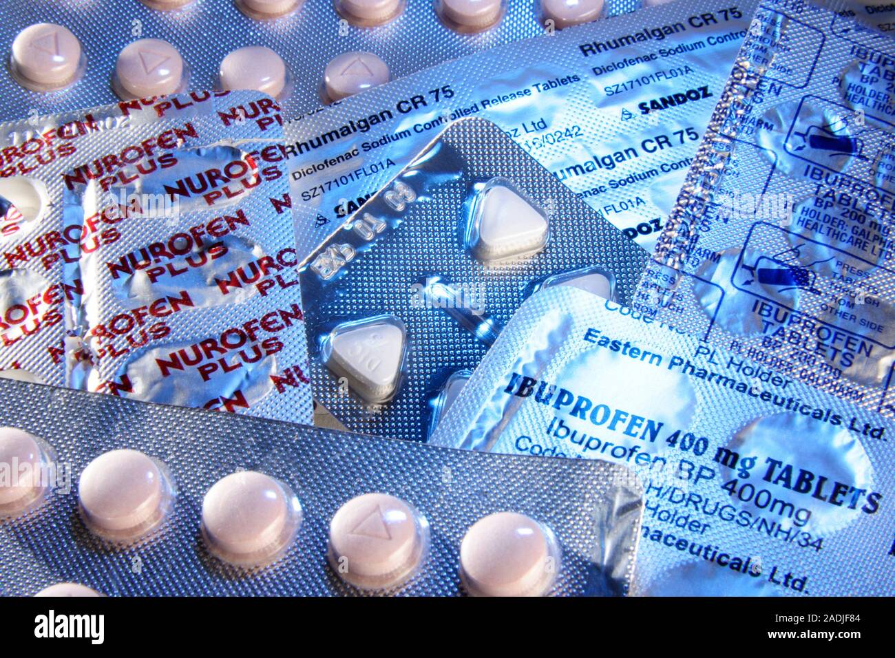 Painkillers. Nonsteroidal antiinflammatory drugs in blister packs