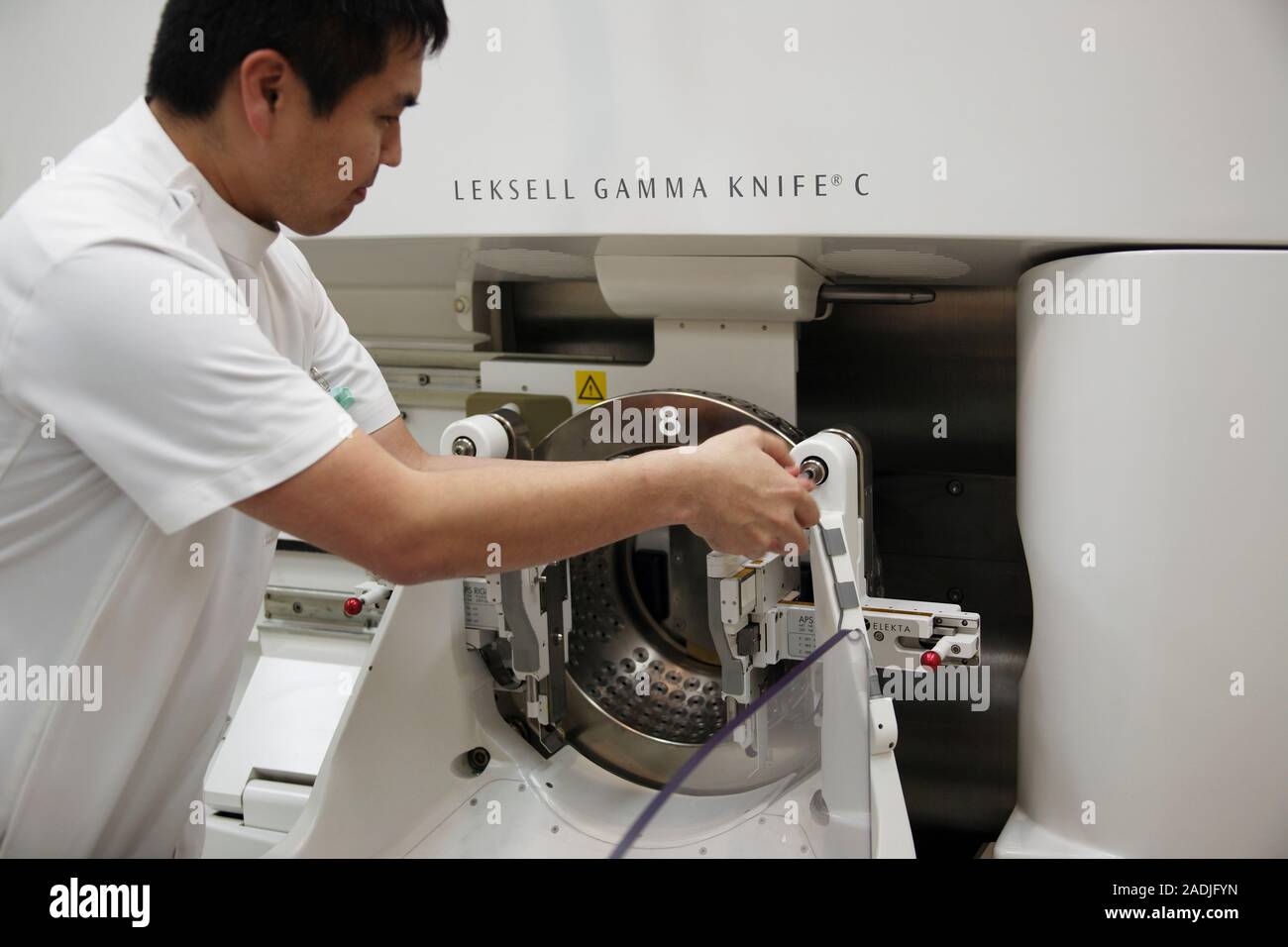 Gamma knife radiation therapy. This Leksell Gamma Knife machine was