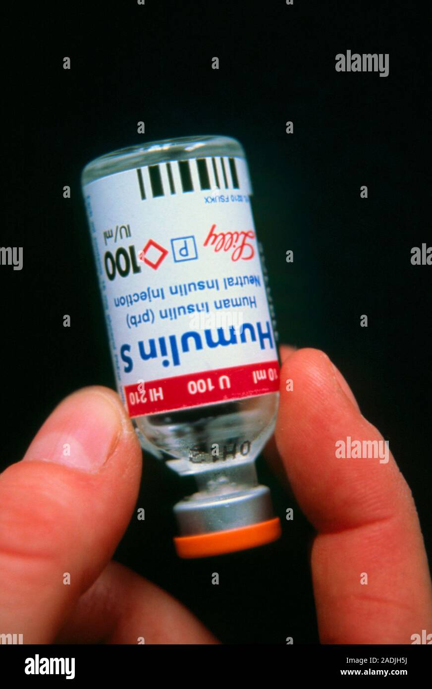 Human insulin injection bottle of HumulinS, a shortacting, soluble