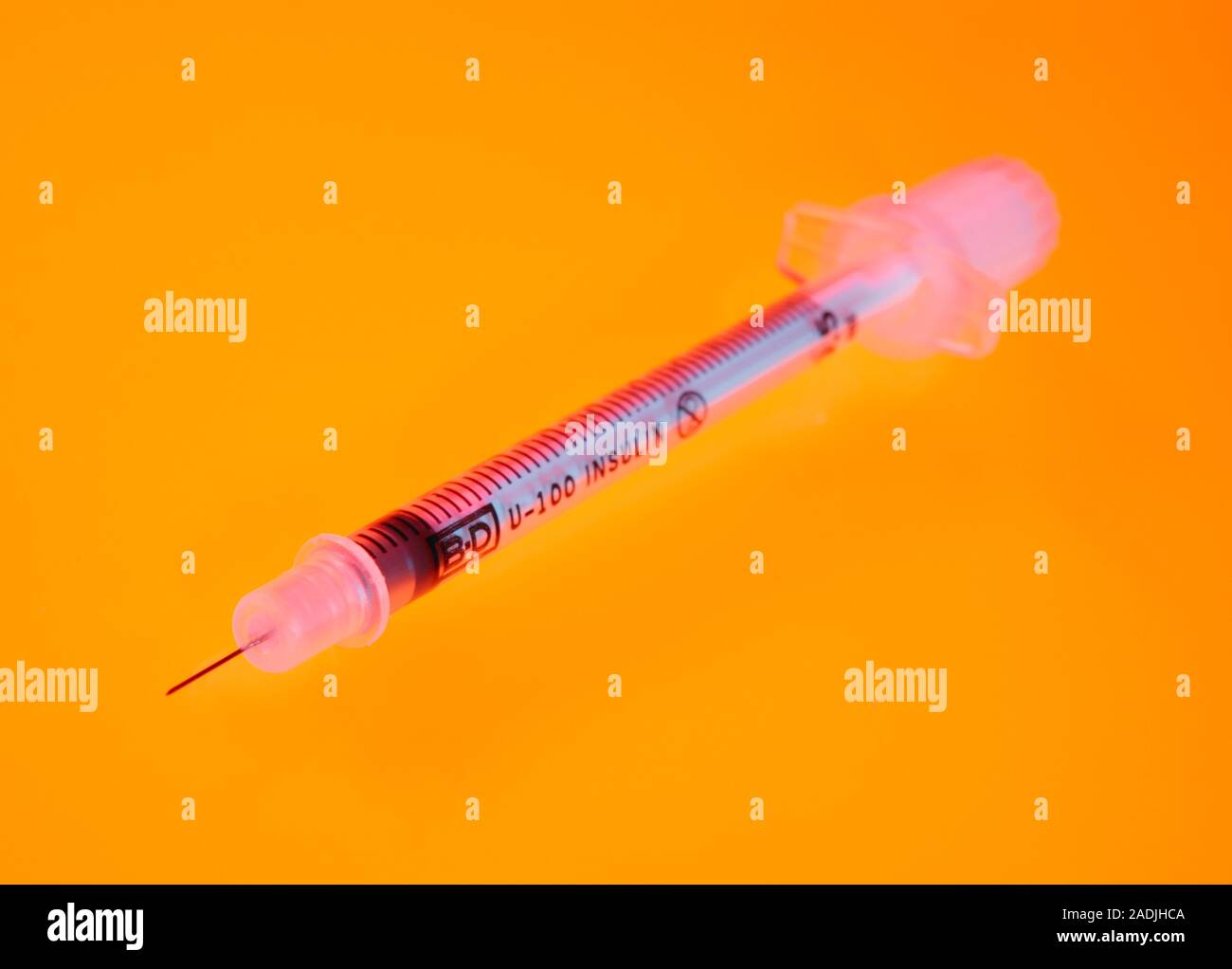 Insulin syringe. Hypodermic syringe used by diabetics. This disposable