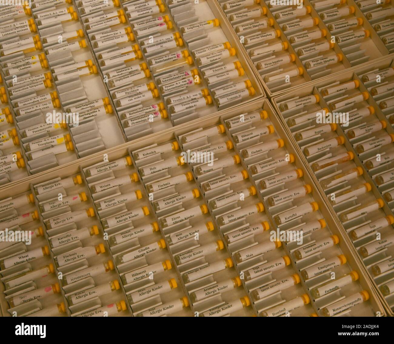 Bioresonance therapy. Selection of allergen (lower frame) and parasite