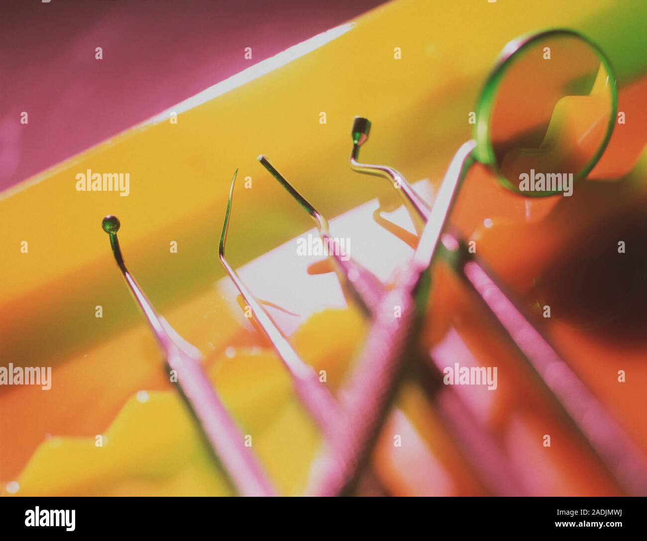 Dentistry equipment. Selection of instruments used in a dental surgery