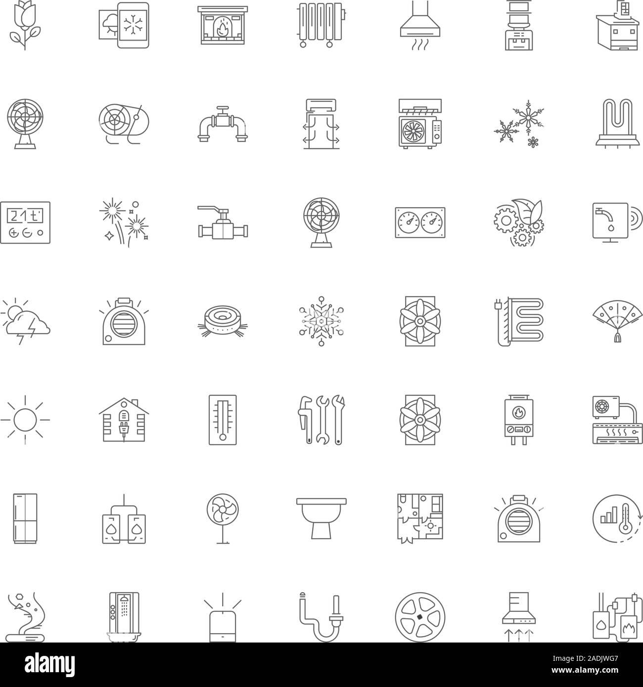 Air cleaning line icons, signs, symbols vector, linear illustration set Stock Vector