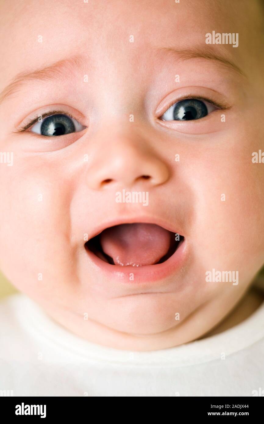 MODEL RELEASED. Crying baby boy. He is four months old Stock Photo Alamy