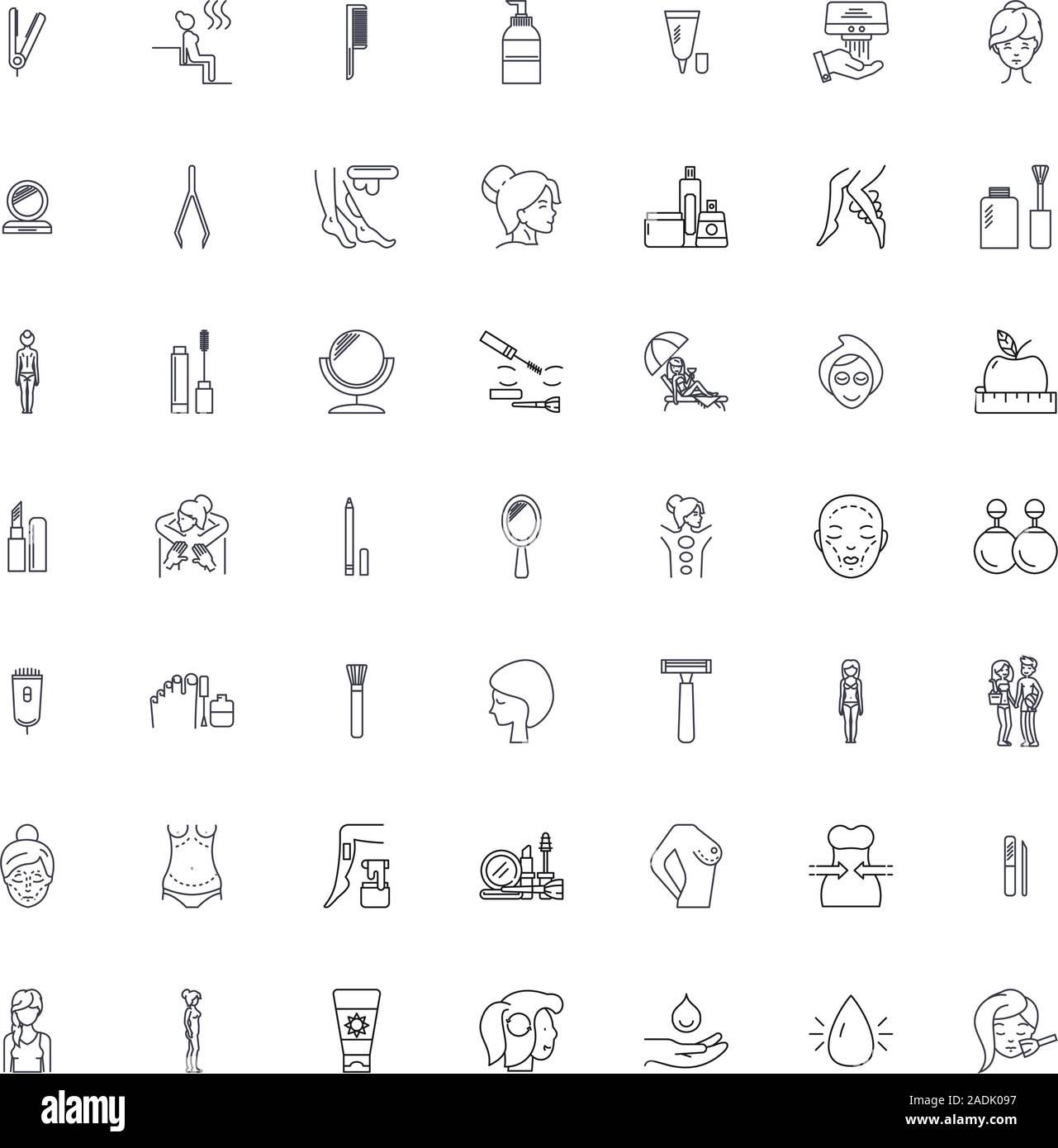 Spa services line icons, signs, symbols vector, linear illustration set ...