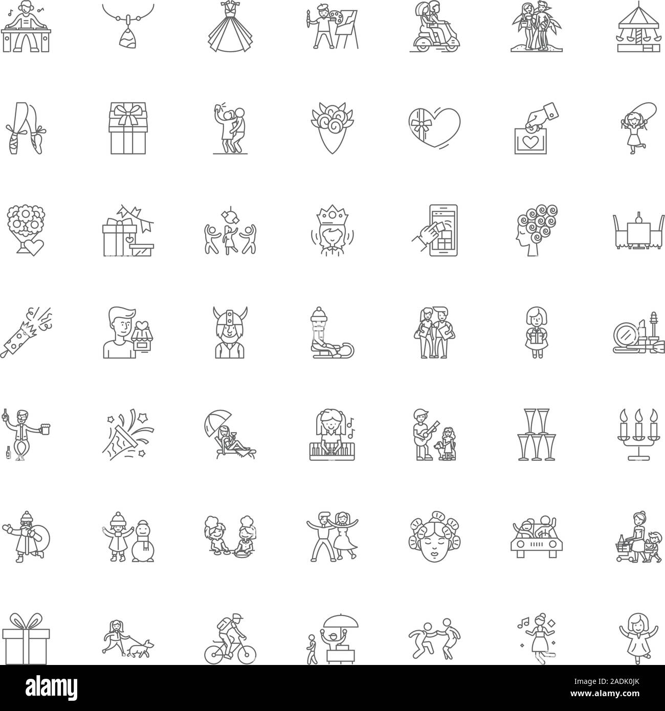 Party line icons, signs, symbols vector, linear illustration set Stock