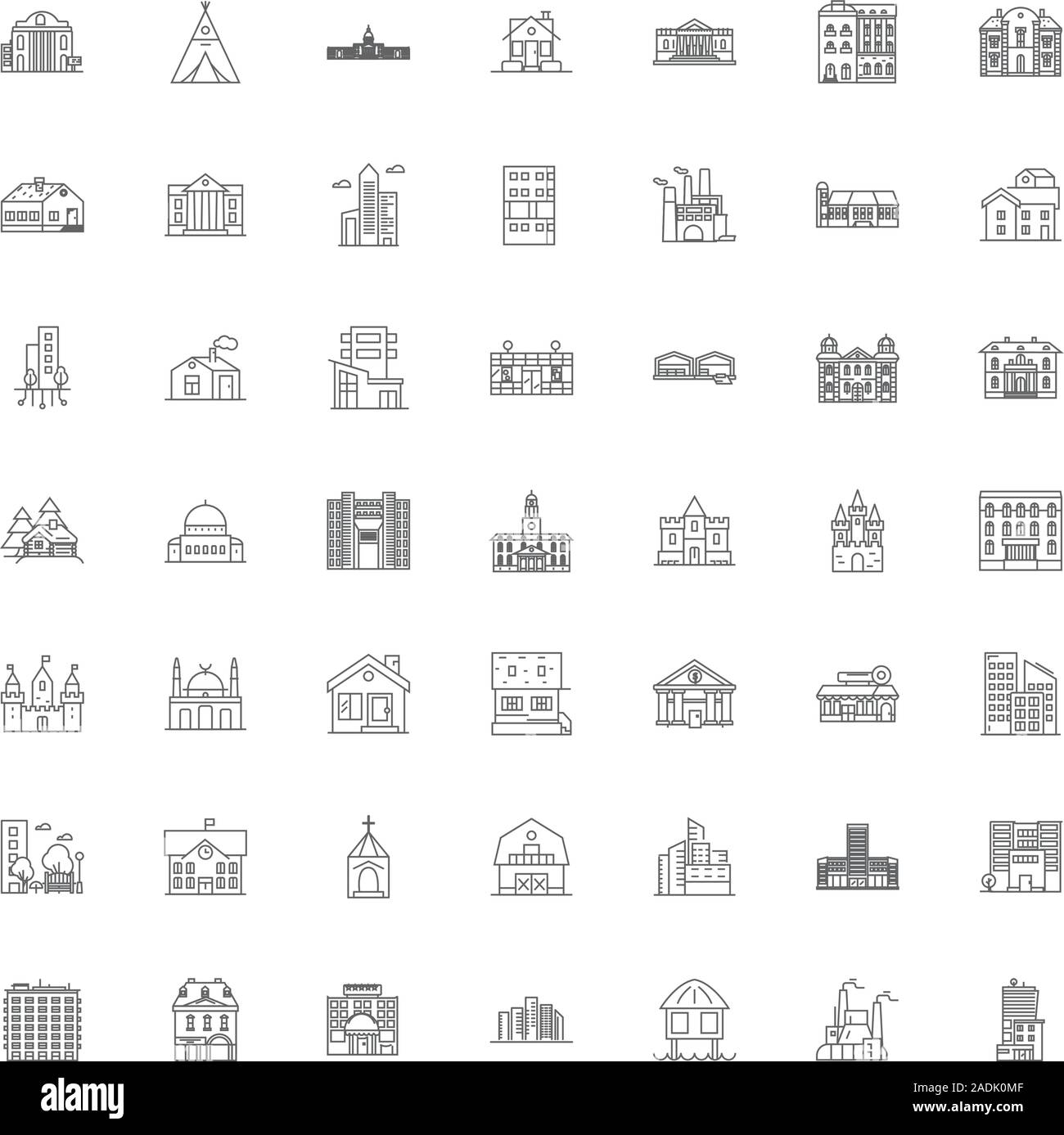 Buildings design line icons, signs, symbols vector, linear illustration ...