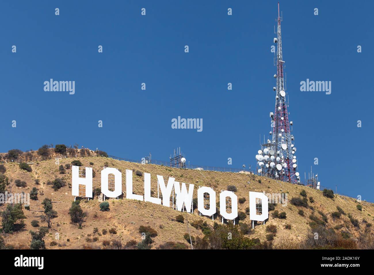 The Hollywood Sign on Mount Lee, Los Angeles, California, USA. Stock Photo