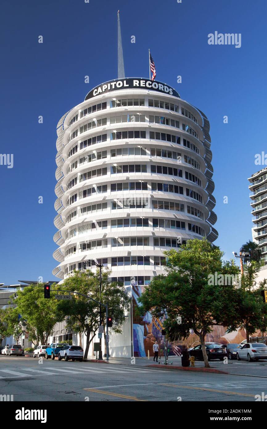 Los Angeles, California - September 06, 2019: The iconic Capital Records Building in Hollywood, Los Angeles, USA. Stock Photo