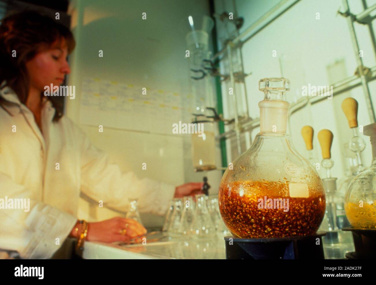 Viral protein purification. Organic chemist in a laboratory purifies a