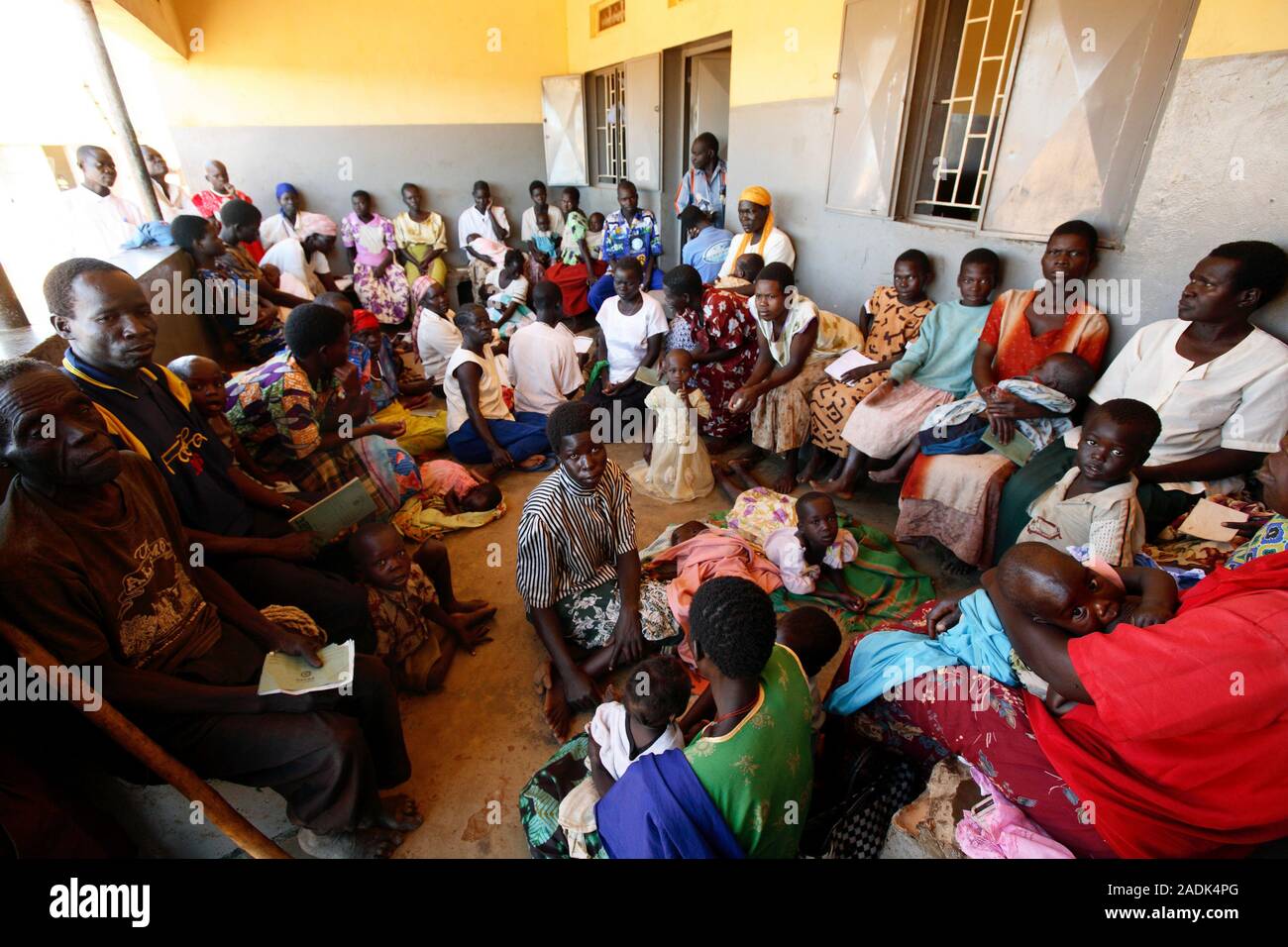 Medical clinic. Crowd of people waiting to see a doctor at a hospital ...