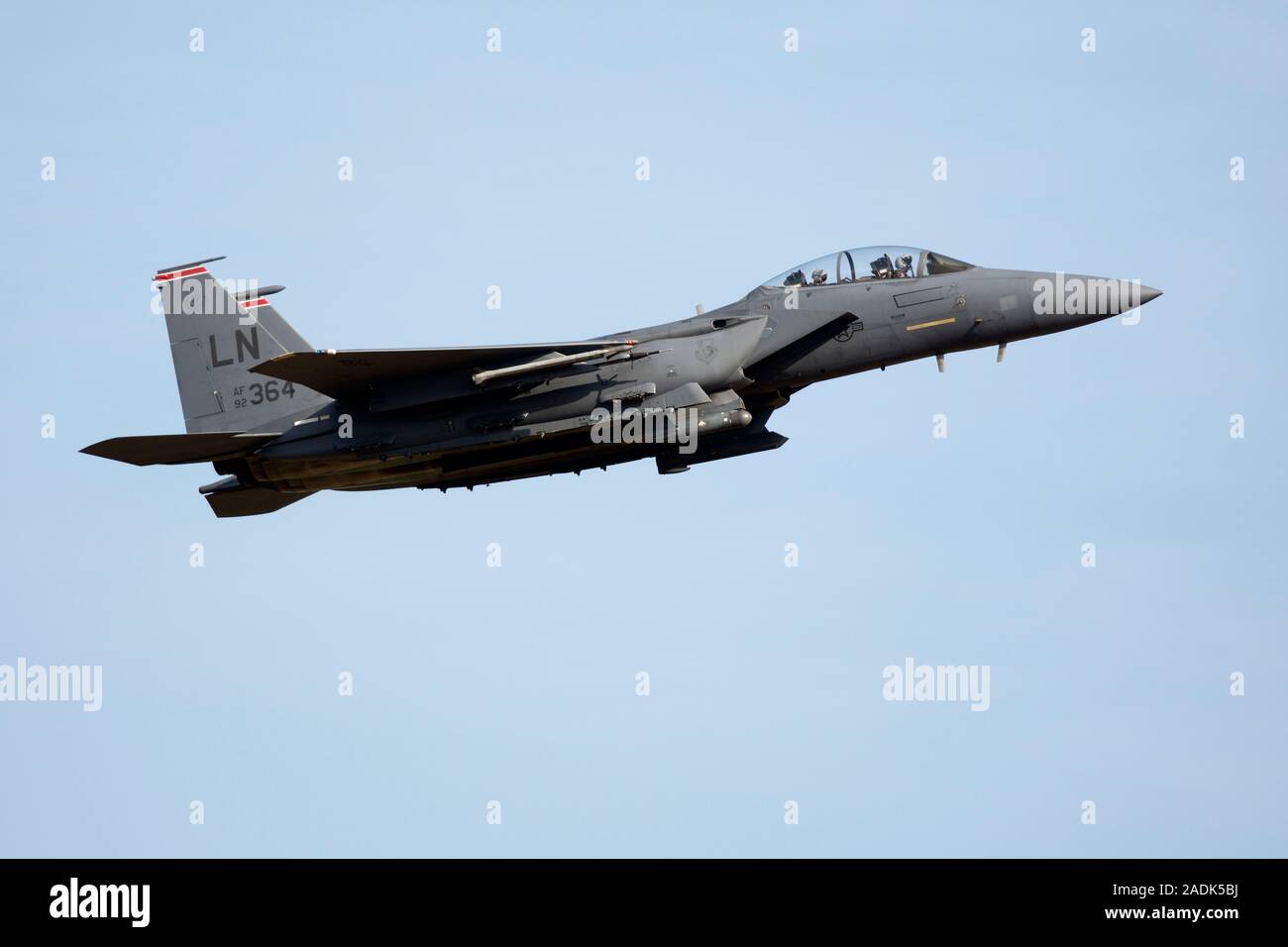 McDonnell Douglas F-15E Strike Eagle, 92-0364 coded LN of the 48th Fighter Wing, 494 Fighter Squadron, USAFE, based and seen at RAF Lakenheath Stock Photo