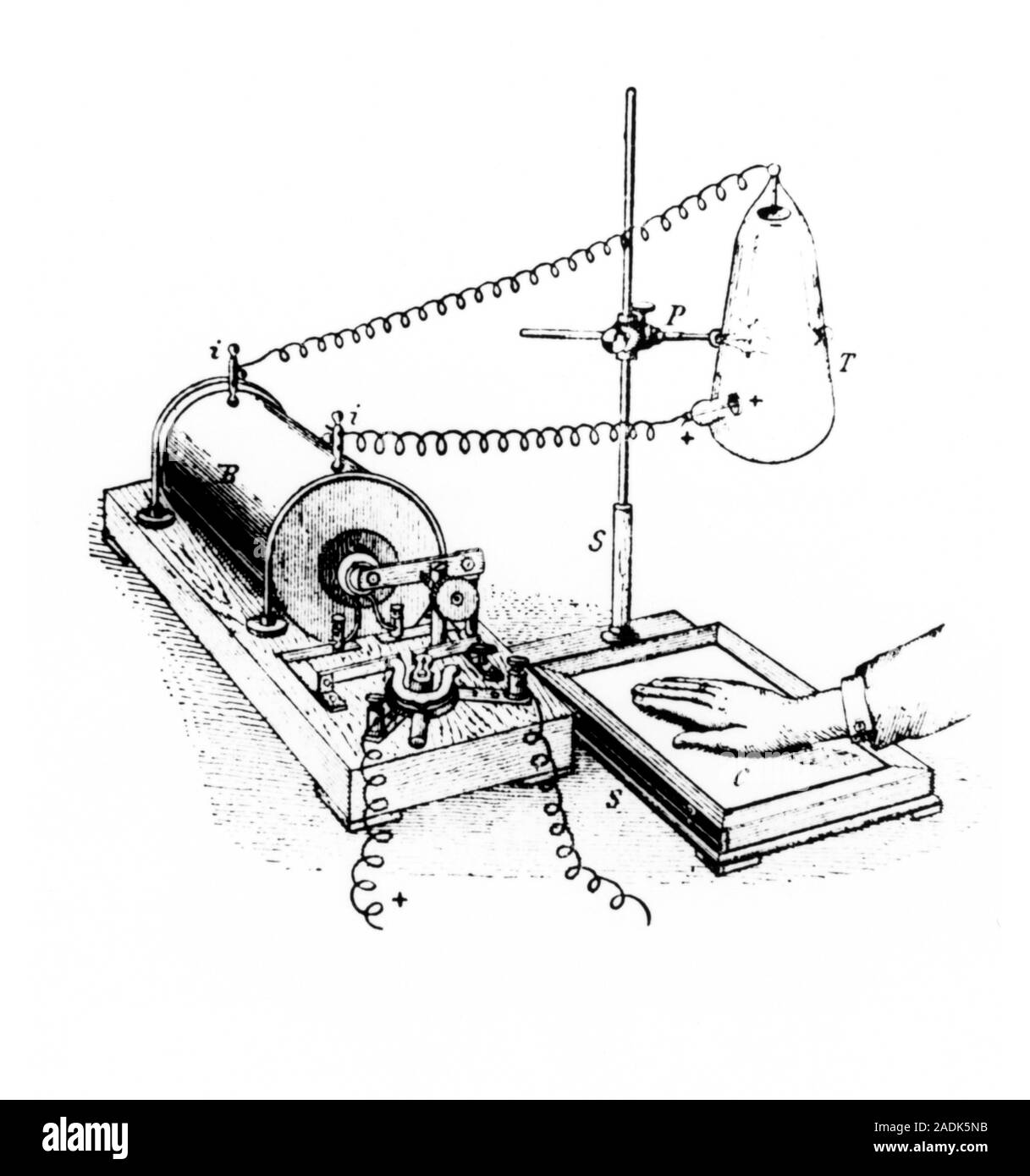 Roentgen's Xray machine. Drawing of the Xray machine used by German