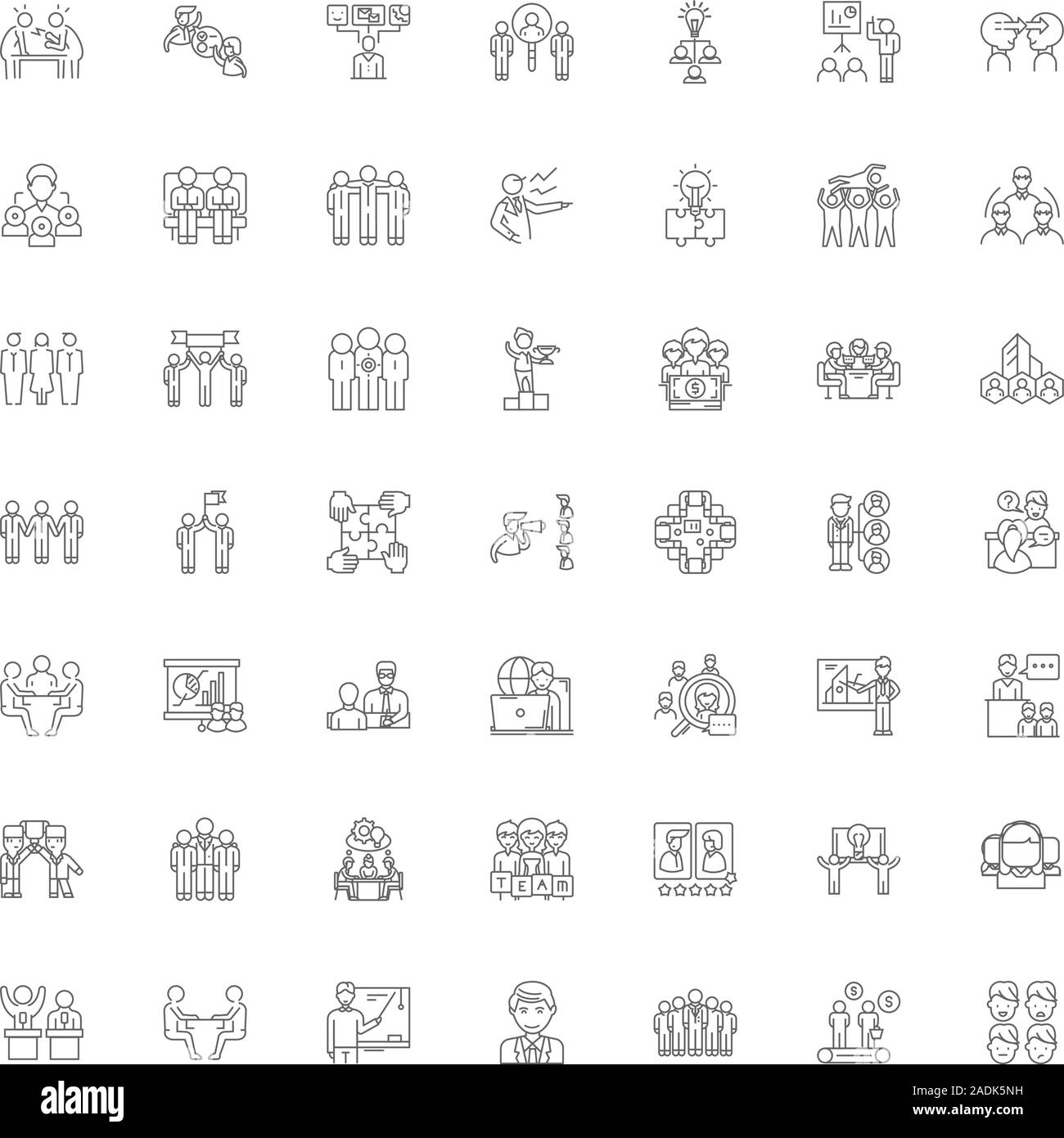 Online conference line icons, signs, symbols vector, linear ...