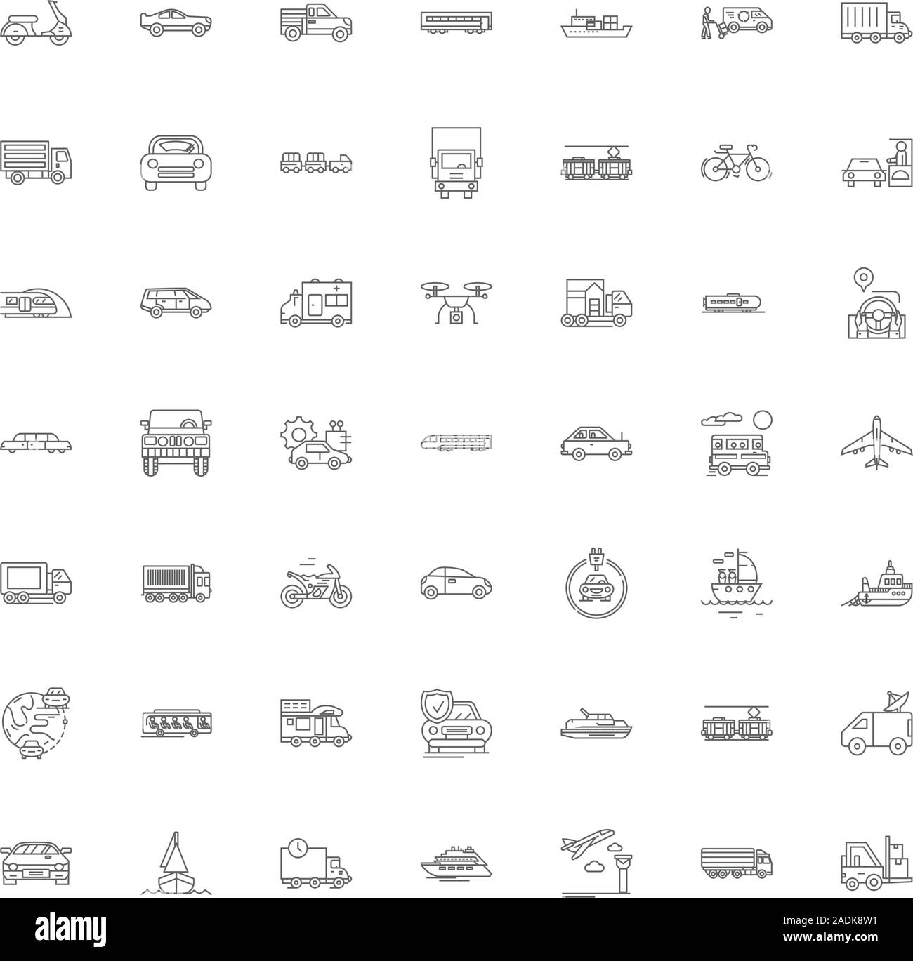 Delivery and logistics line icons, signs, symbols vector, linear ...