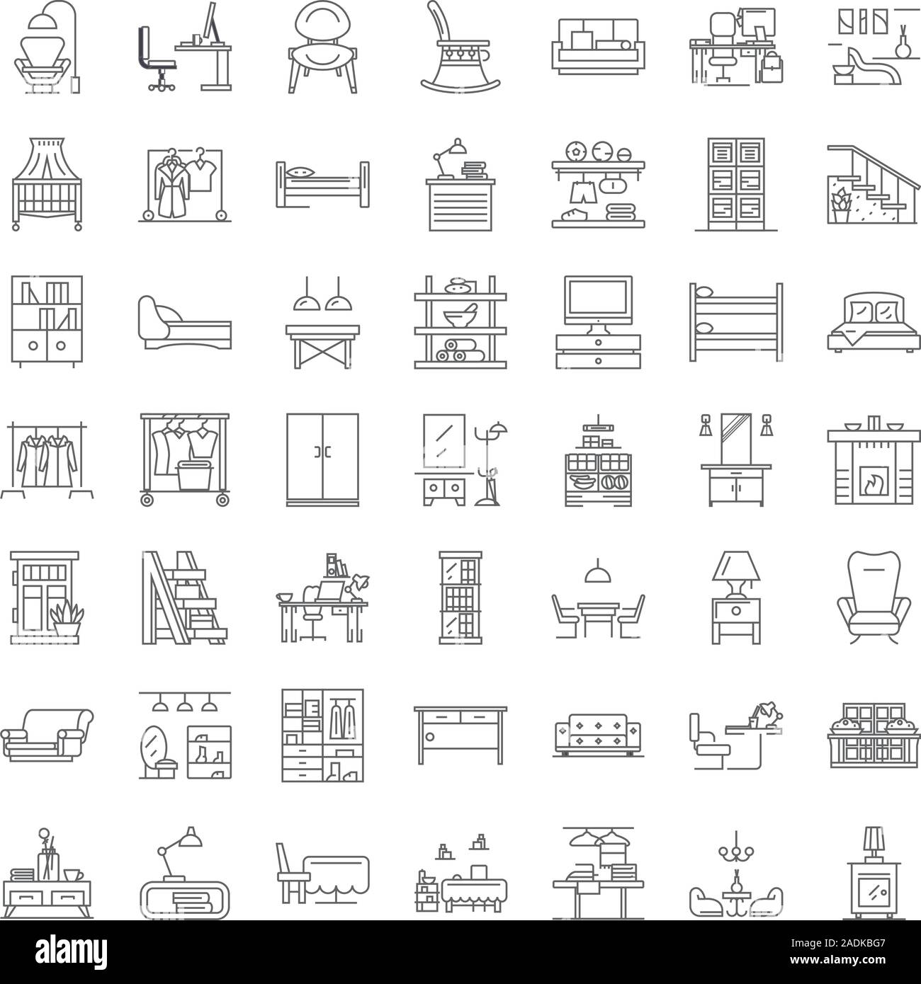 Room furniture line icons, signs, symbols vector, linear illustration ...