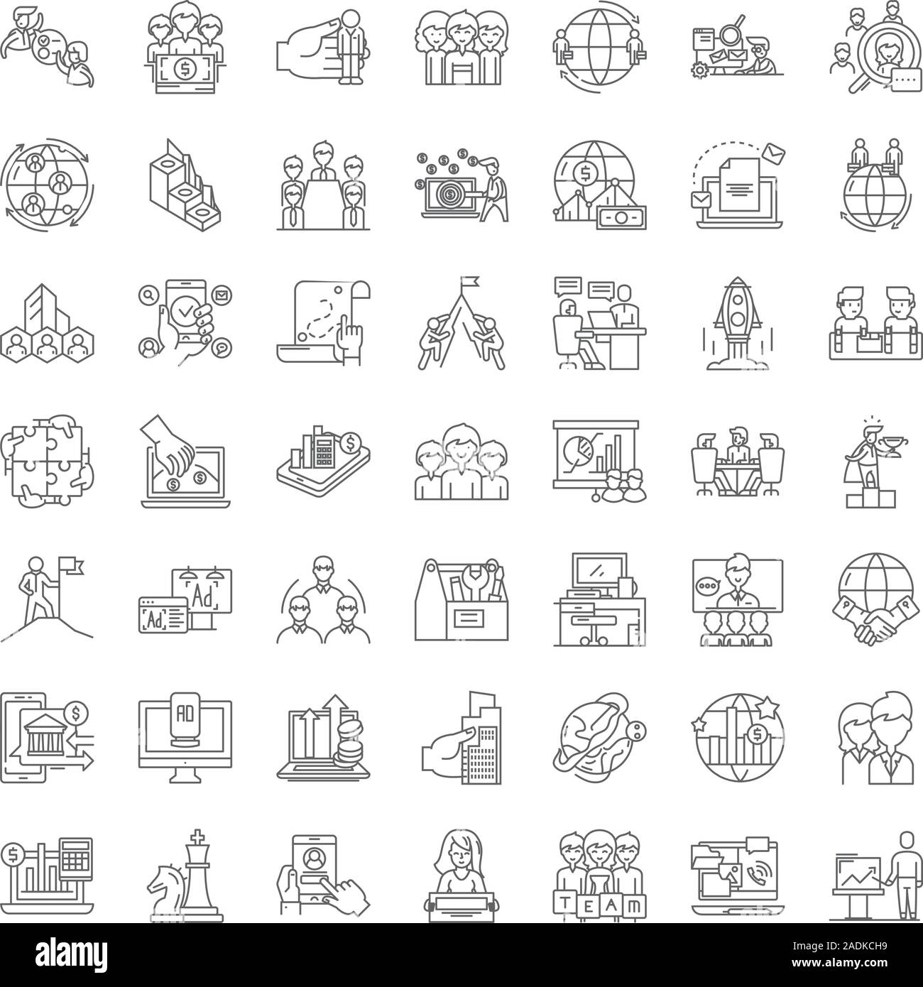 Global company line icons, signs, symbols vector, linear illustration ...