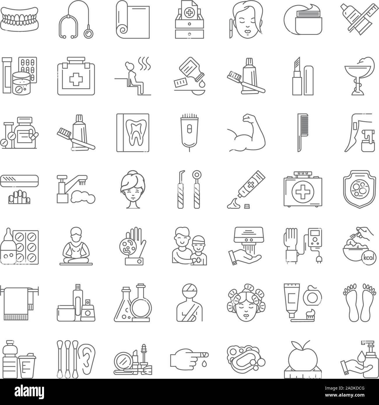 Healthcare and therapy line icons, signs, symbols vector, linear illustration set Stock Vector