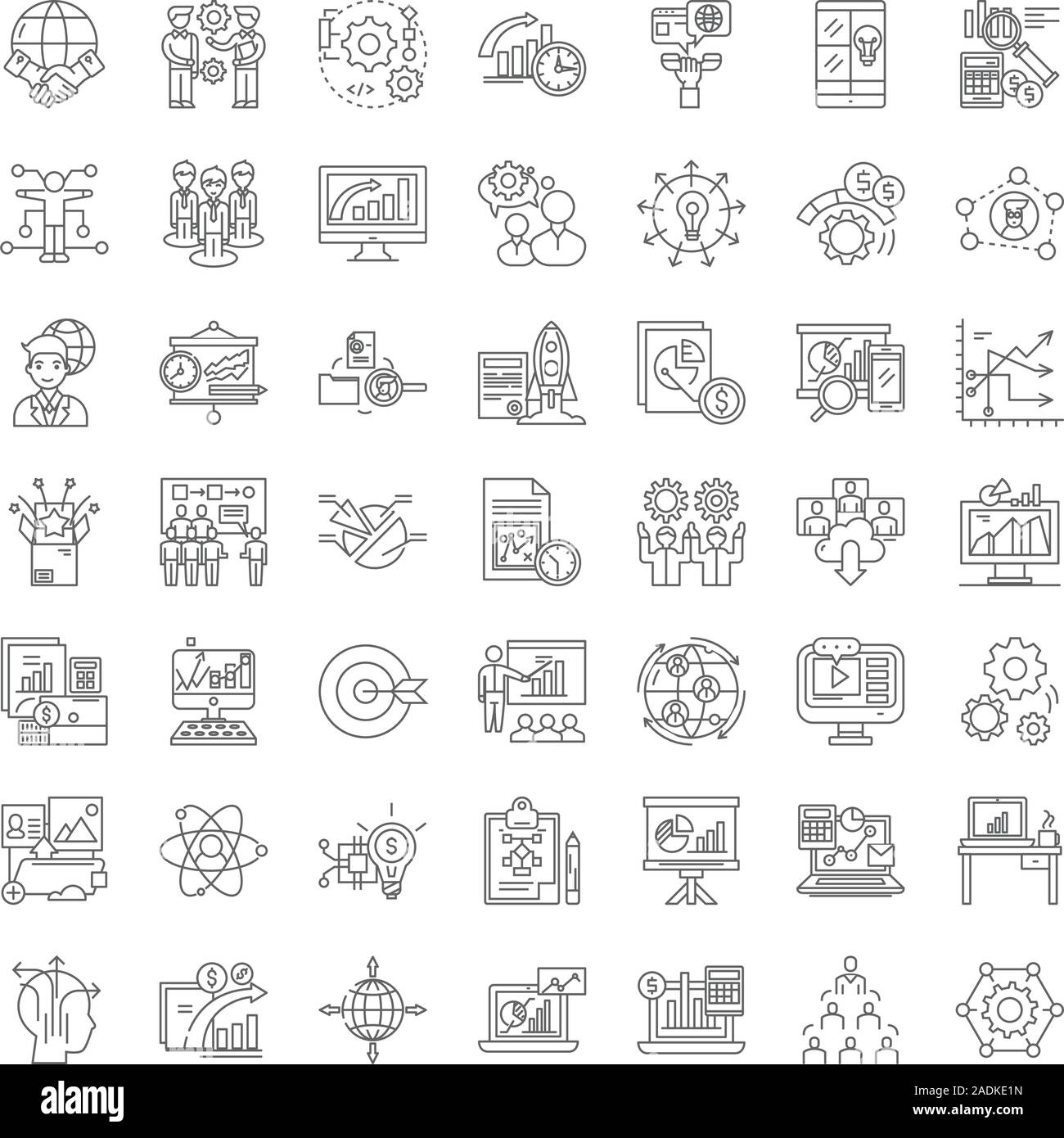 Hitech business company line icons, signs, symbols vector, linear illustration set Stock Vector