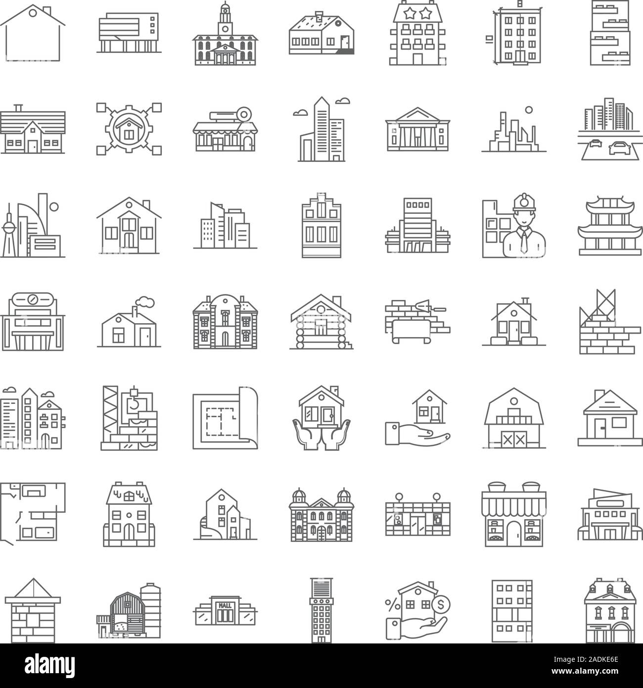 Home line icons, signs, symbols vector, linear illustration set Stock ...