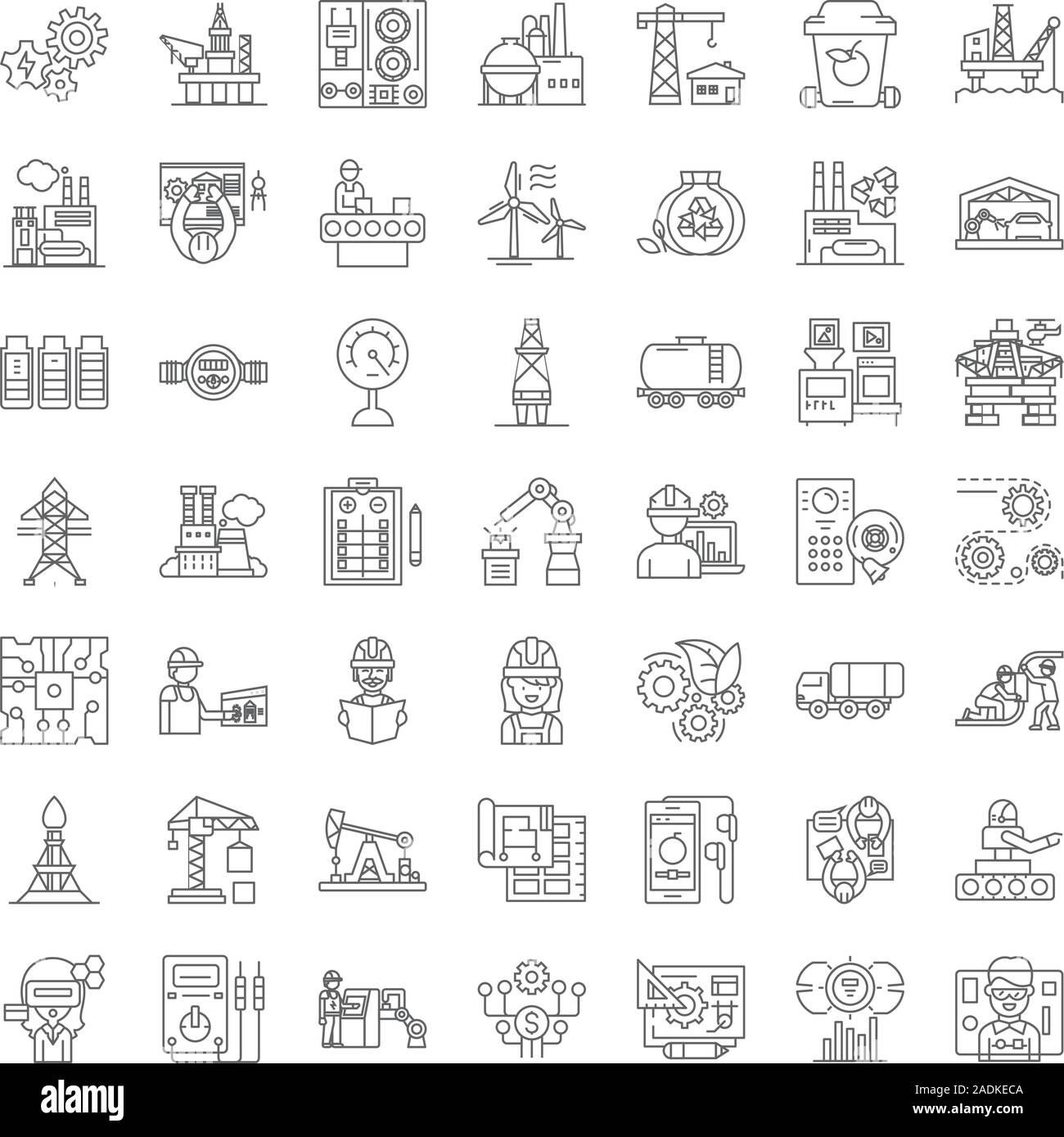 Heavy industry line icons, signs, symbols vector, linear illustration ...