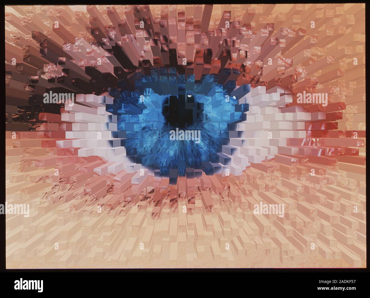 Human eye. Computer graphic image of an eye formed out of three ...